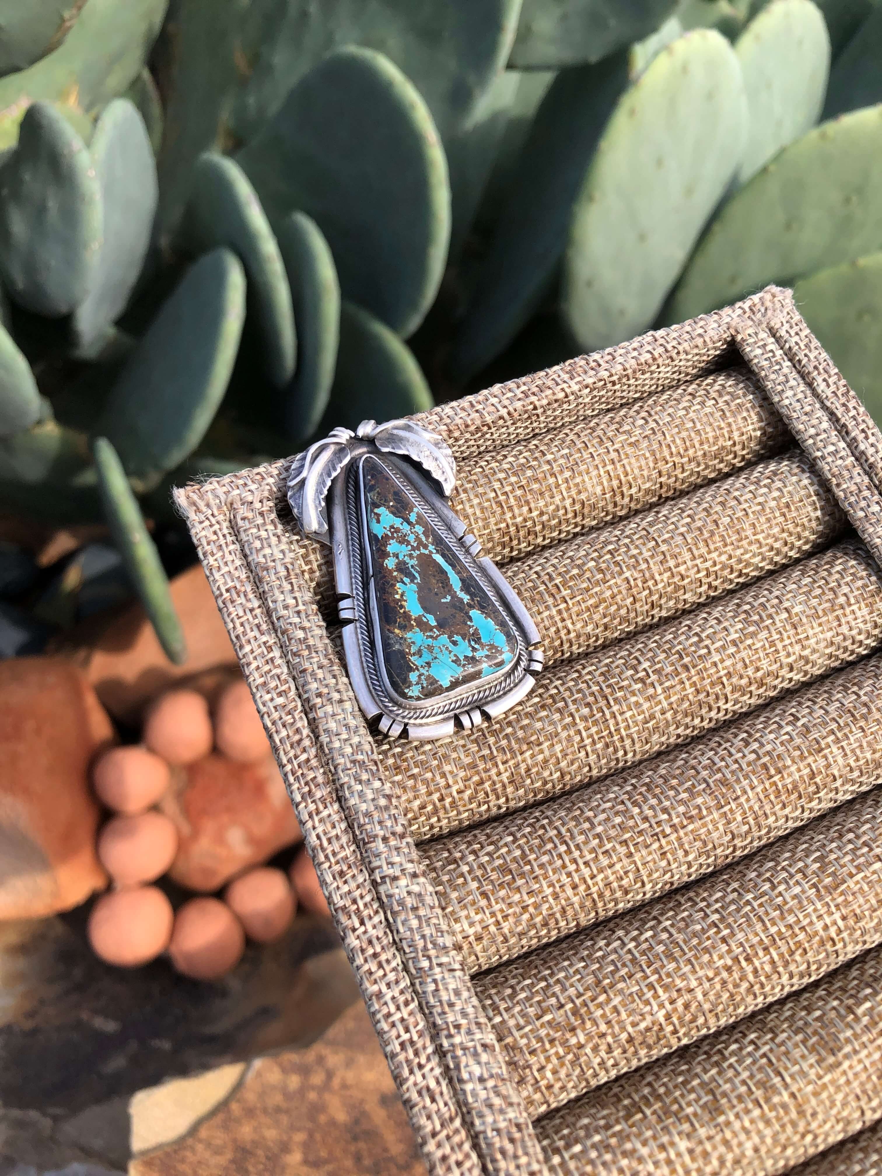 The Snake River Ring, Sz 9-Rings-Calli Co., Turquoise and Silver Jewelry, Native American Handmade, Zuni Tribe, Navajo Tribe, Brock Texas