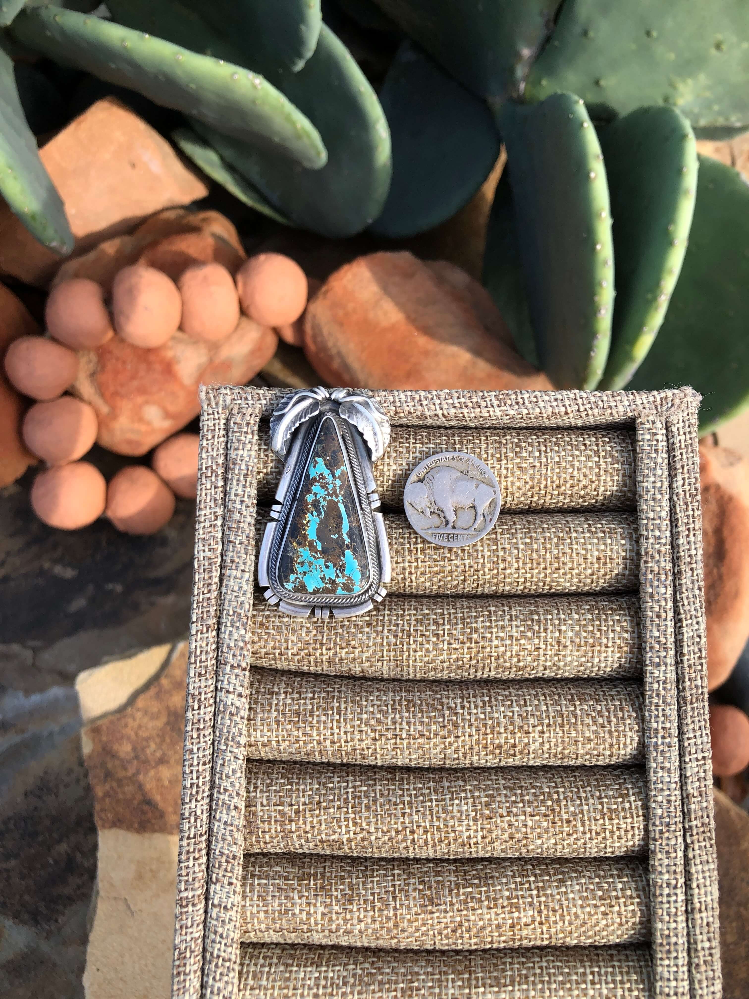 The Snake River Ring, Sz 9-Rings-Calli Co., Turquoise and Silver Jewelry, Native American Handmade, Zuni Tribe, Navajo Tribe, Brock Texas