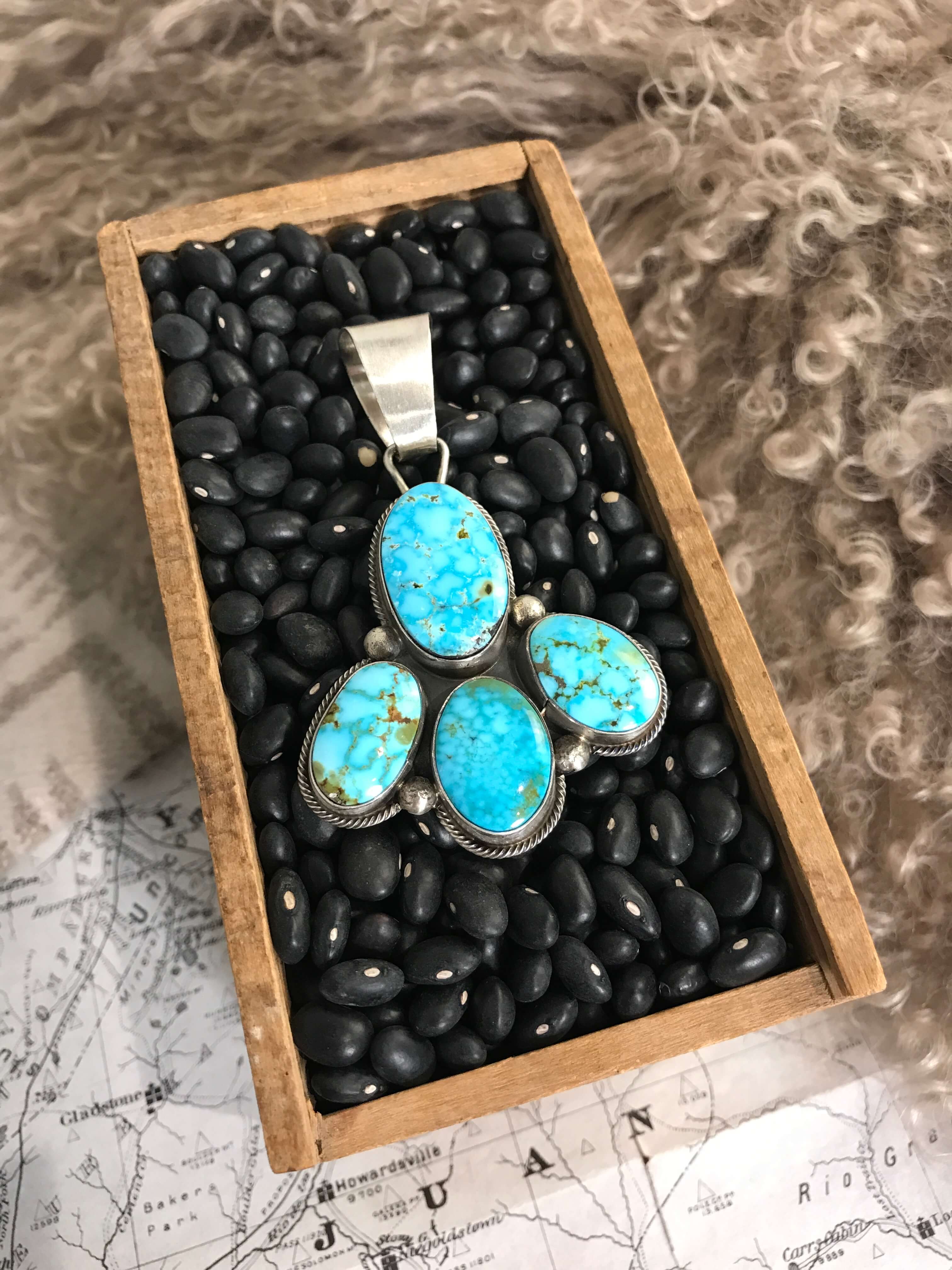 The Basin Pendant-Pendants-Calli Co., Turquoise and Silver Jewelry, Native American Handmade, Zuni Tribe, Navajo Tribe, Brock Texas