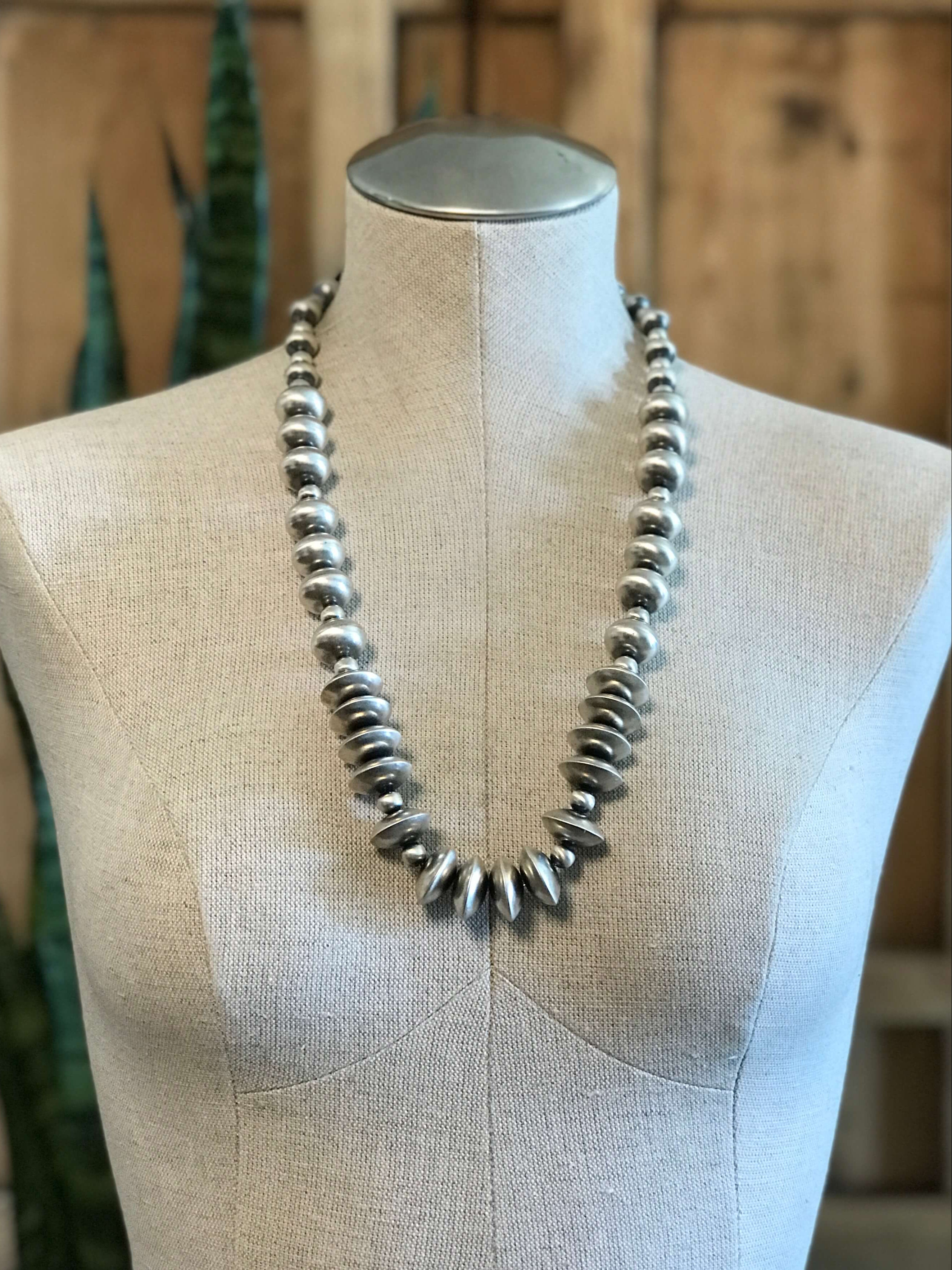 The Ames Necklace, 28"-Necklaces-Calli Co., Turquoise and Silver Jewelry, Native American Handmade, Zuni Tribe, Navajo Tribe, Brock Texas
