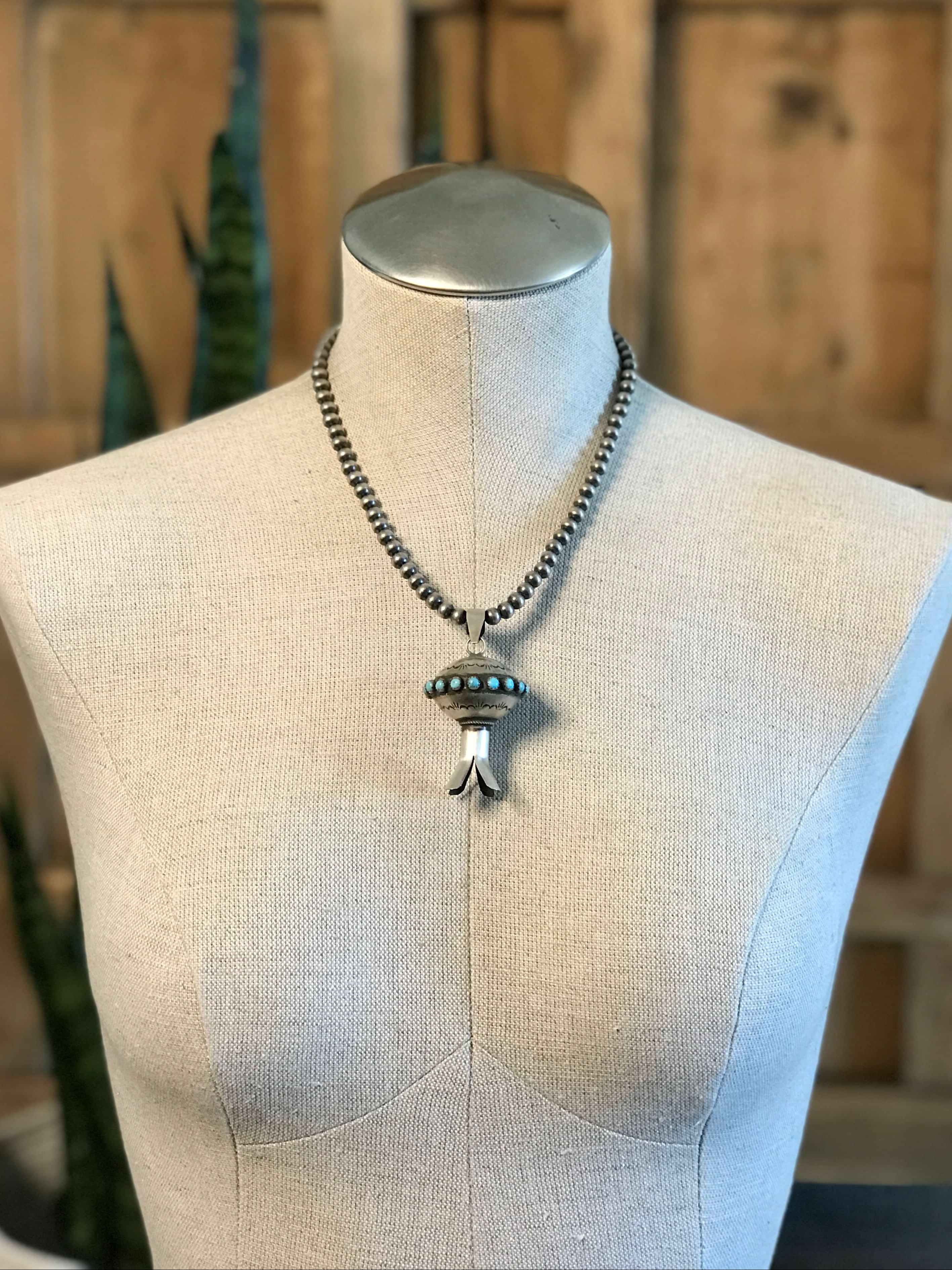 The Hermosa Blossom Pendant-Pendants-Calli Co., Turquoise and Silver Jewelry, Native American Handmade, Zuni Tribe, Navajo Tribe, Brock Texas