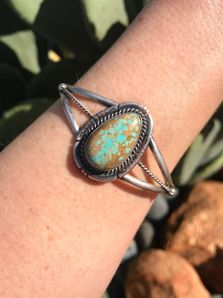 The Ladow Turquoise Cuff, 6-Bracelets & Cuffs-Calli Co., Turquoise and Silver Jewelry, Native American Handmade, Zuni Tribe, Navajo Tribe, Brock Texas