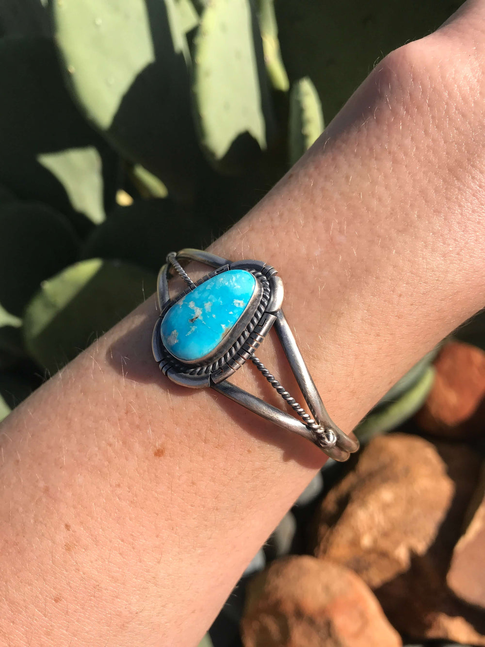 The Ladow Turquoise Cuff, 4-Bracelets & Cuffs-Calli Co., Turquoise and Silver Jewelry, Native American Handmade, Zuni Tribe, Navajo Tribe, Brock Texas