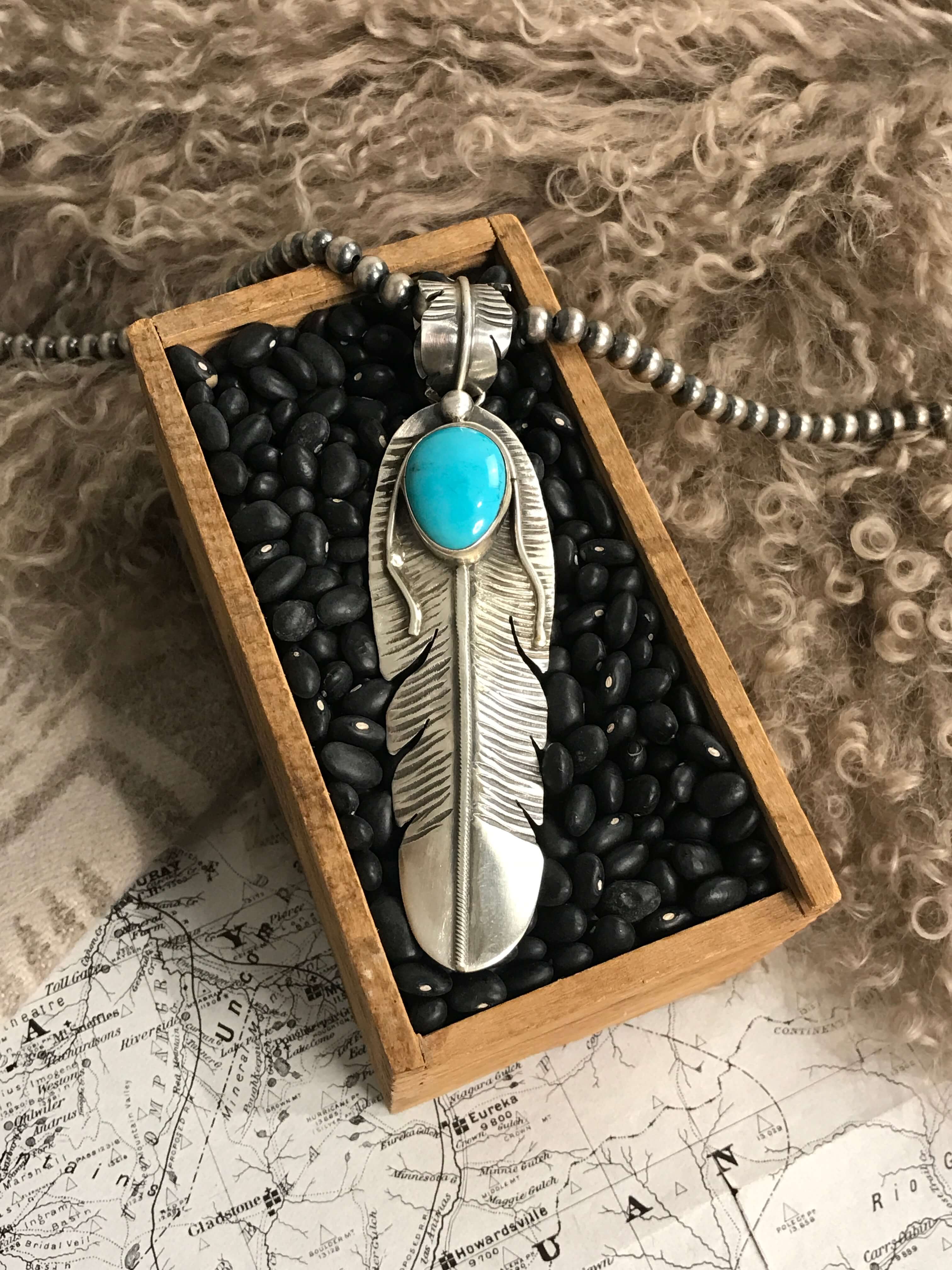 The Choctaw Feather Pendant, 6-Pendants-Calli Co., Turquoise and Silver Jewelry, Native American Handmade, Zuni Tribe, Navajo Tribe, Brock Texas