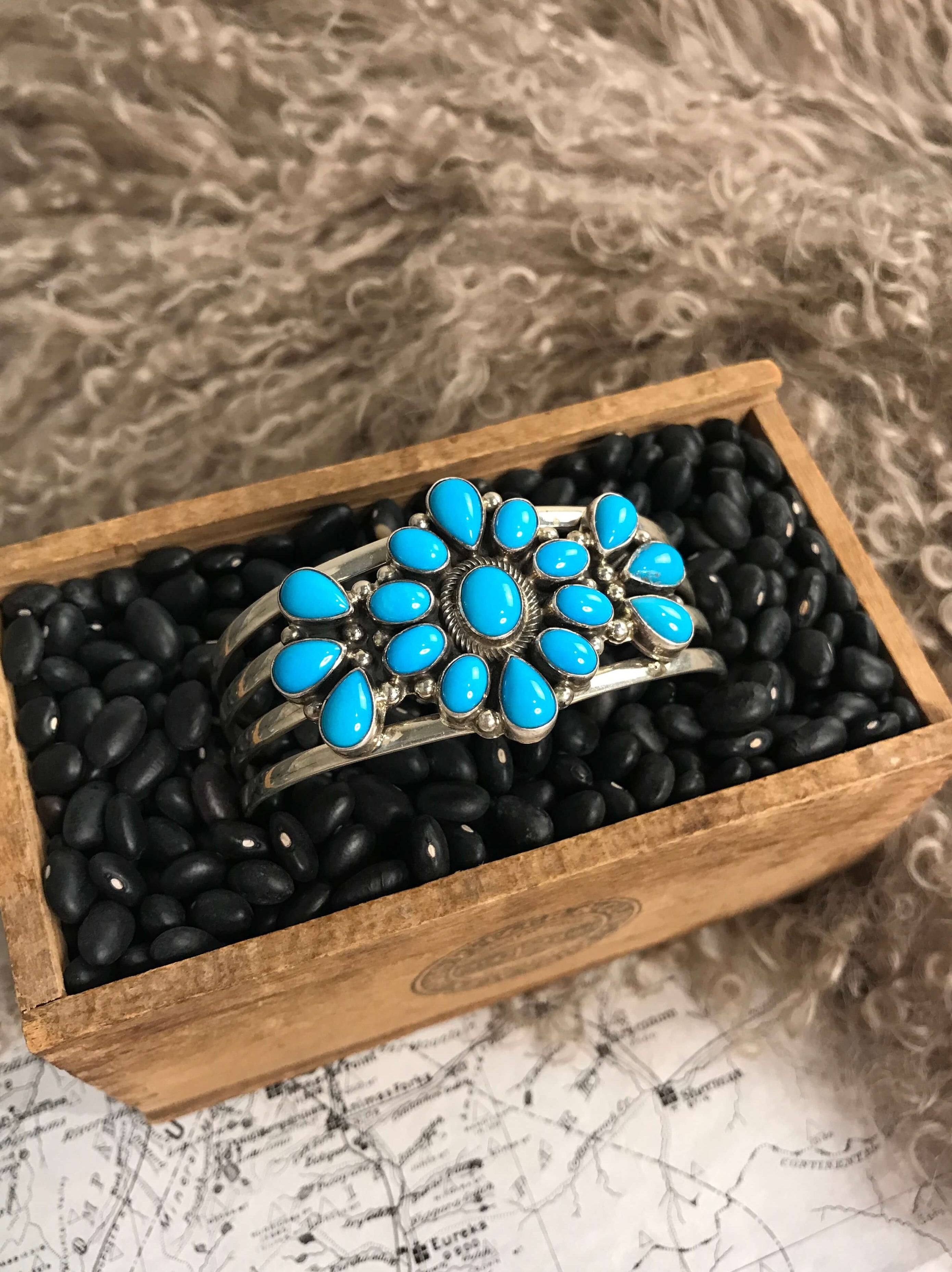 The Hesperus Turquoise Cuff-Bracelets & Cuffs-Calli Co., Turquoise and Silver Jewelry, Native American Handmade, Zuni Tribe, Navajo Tribe, Brock Texas