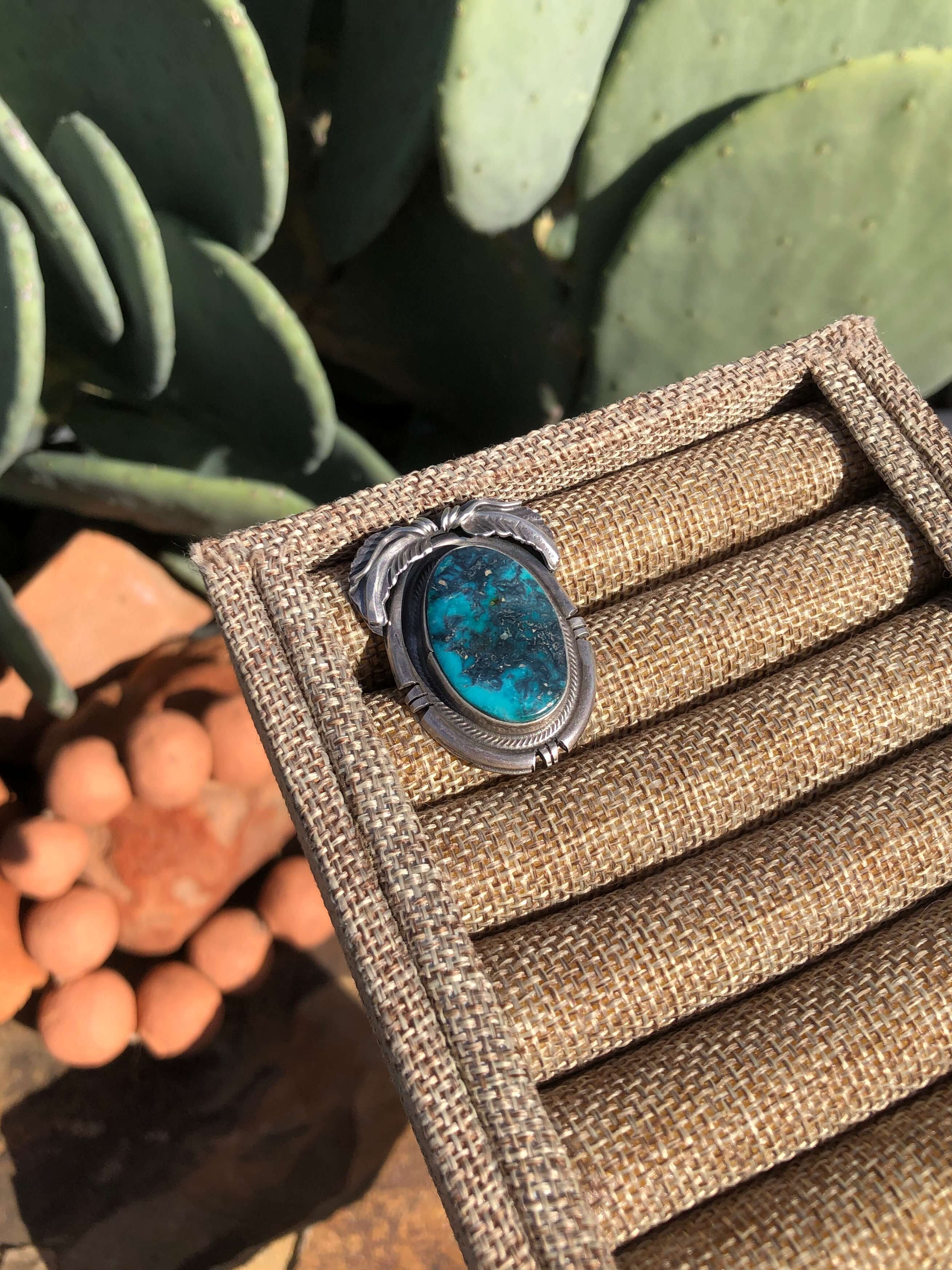 The Ridge Wood Ring, Sz 8.5-Rings-Calli Co., Turquoise and Silver Jewelry, Native American Handmade, Zuni Tribe, Navajo Tribe, Brock Texas
