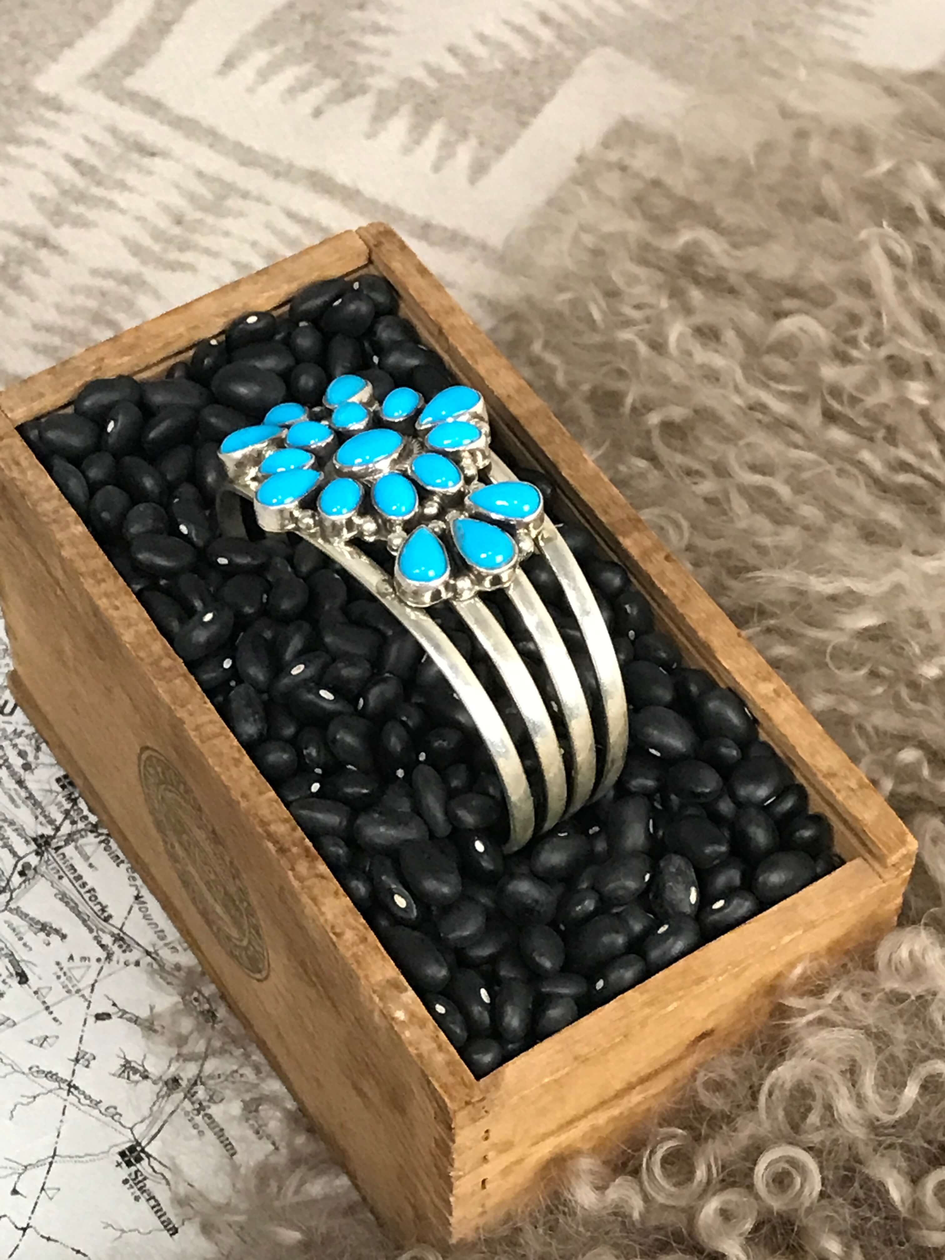 The Hesperus Turquoise Cuff-Bracelets & Cuffs-Calli Co., Turquoise and Silver Jewelry, Native American Handmade, Zuni Tribe, Navajo Tribe, Brock Texas