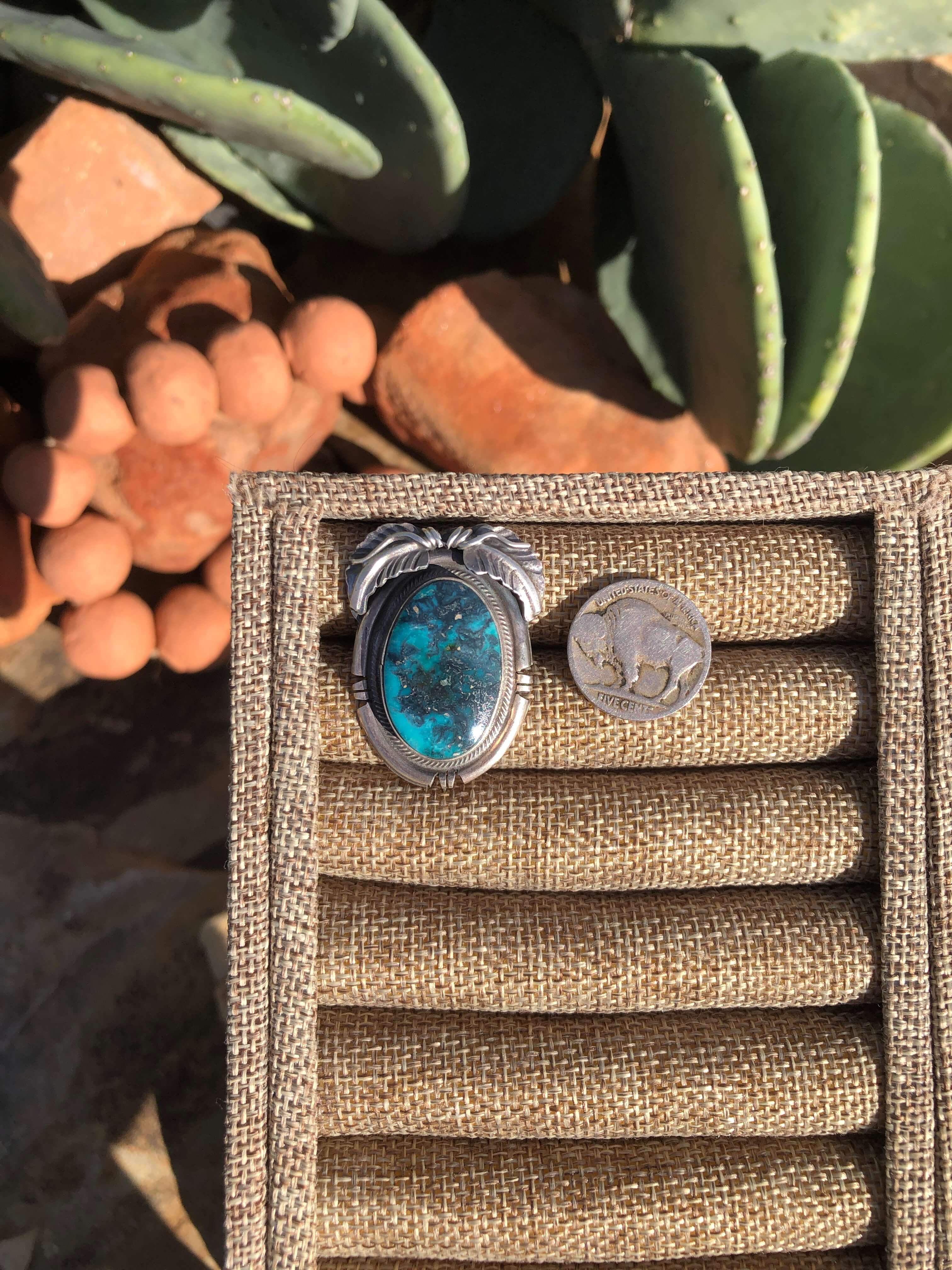 The Ridge Wood Ring, Sz 8.5-Rings-Calli Co., Turquoise and Silver Jewelry, Native American Handmade, Zuni Tribe, Navajo Tribe, Brock Texas
