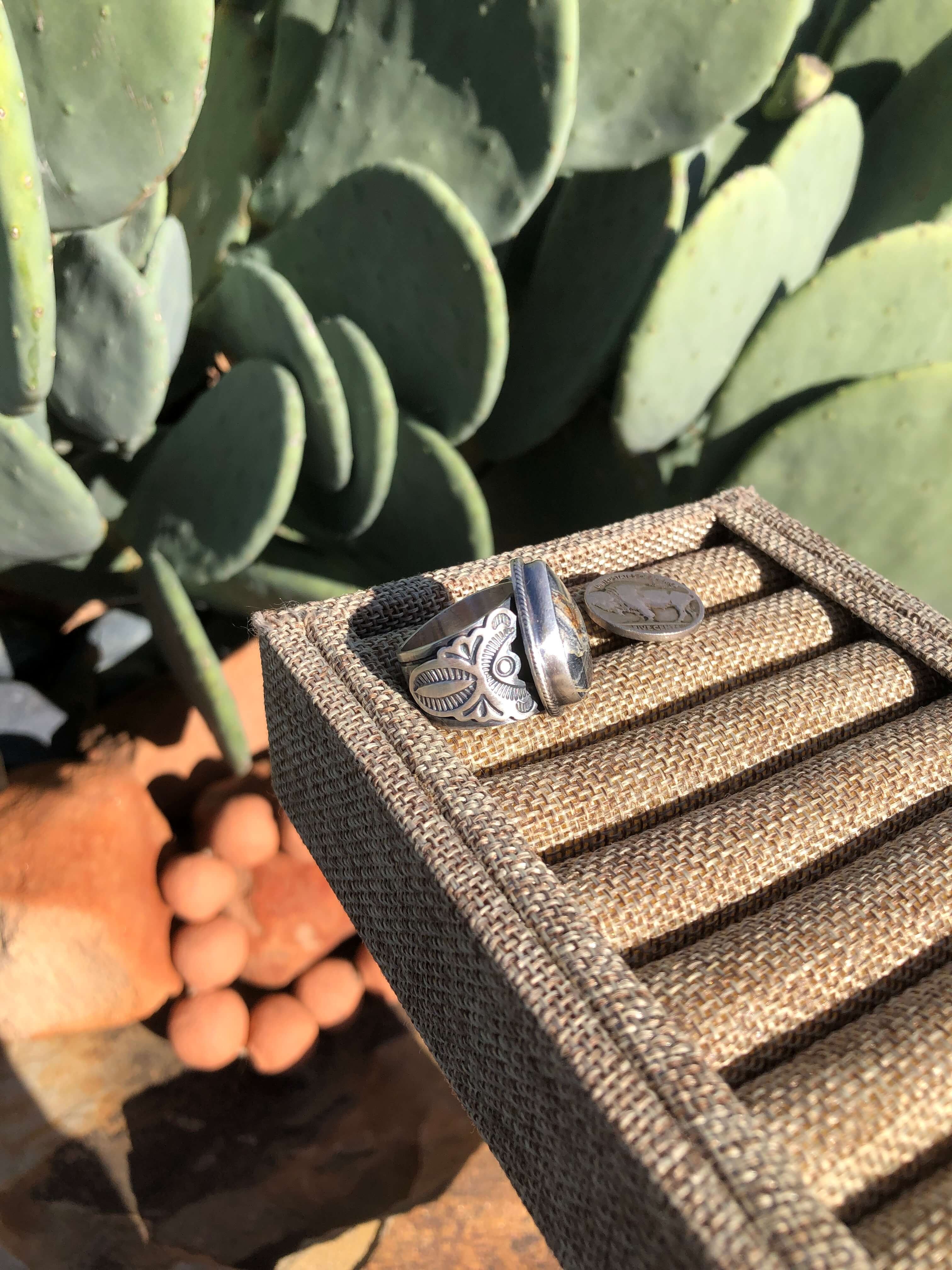 The Tango Ring, Sz 9.5-Rings-Calli Co., Turquoise and Silver Jewelry, Native American Handmade, Zuni Tribe, Navajo Tribe, Brock Texas