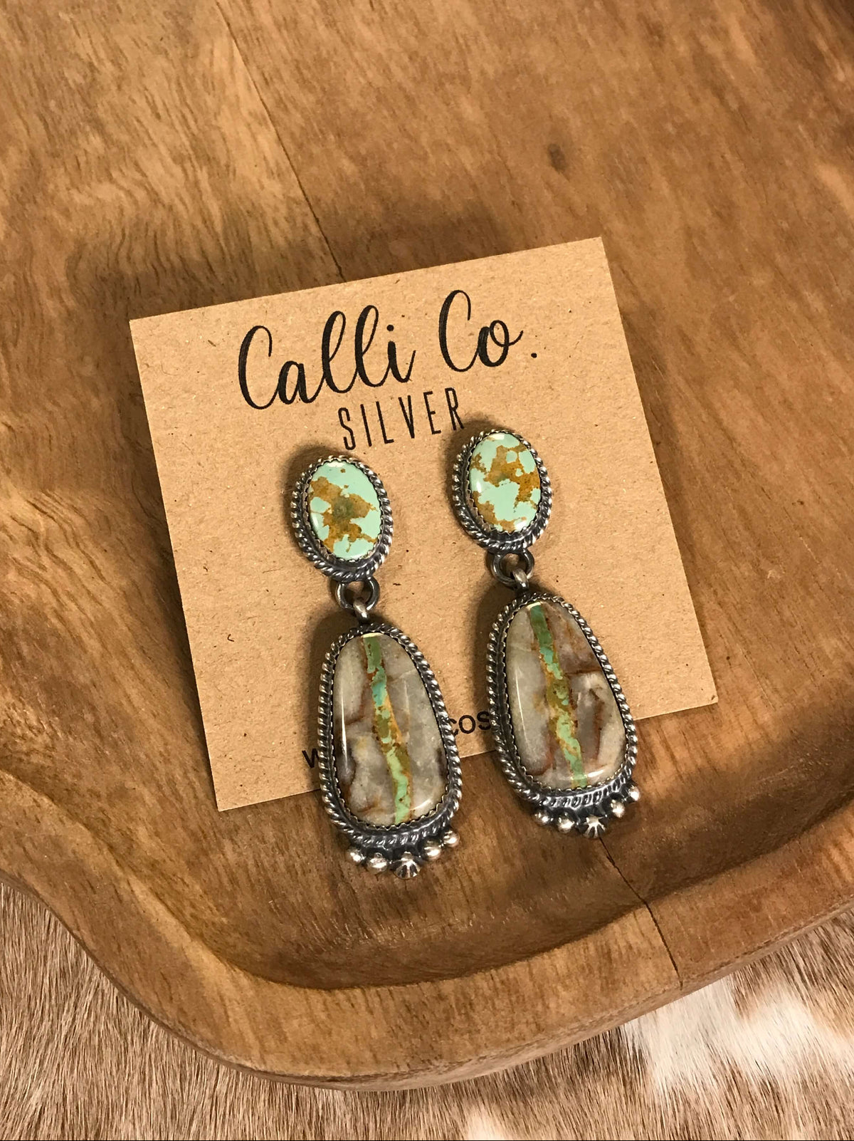 The Glendale Earrings, 30-Earrings-Calli Co., Turquoise and Silver Jewelry, Native American Handmade, Zuni Tribe, Navajo Tribe, Brock Texas