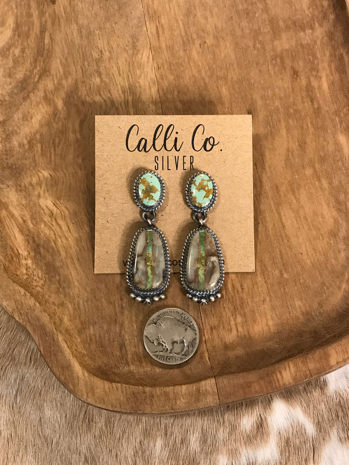 The Glendale Earrings, 30-Earrings-Calli Co., Turquoise and Silver Jewelry, Native American Handmade, Zuni Tribe, Navajo Tribe, Brock Texas