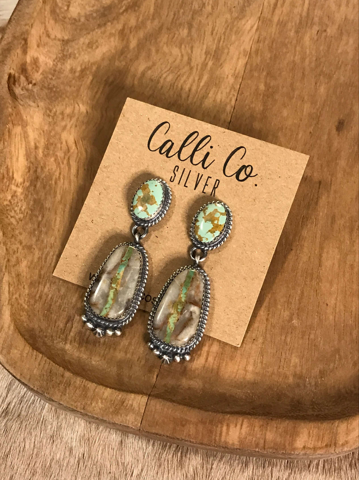 The Glendale Earrings, 30-Earrings-Calli Co., Turquoise and Silver Jewelry, Native American Handmade, Zuni Tribe, Navajo Tribe, Brock Texas