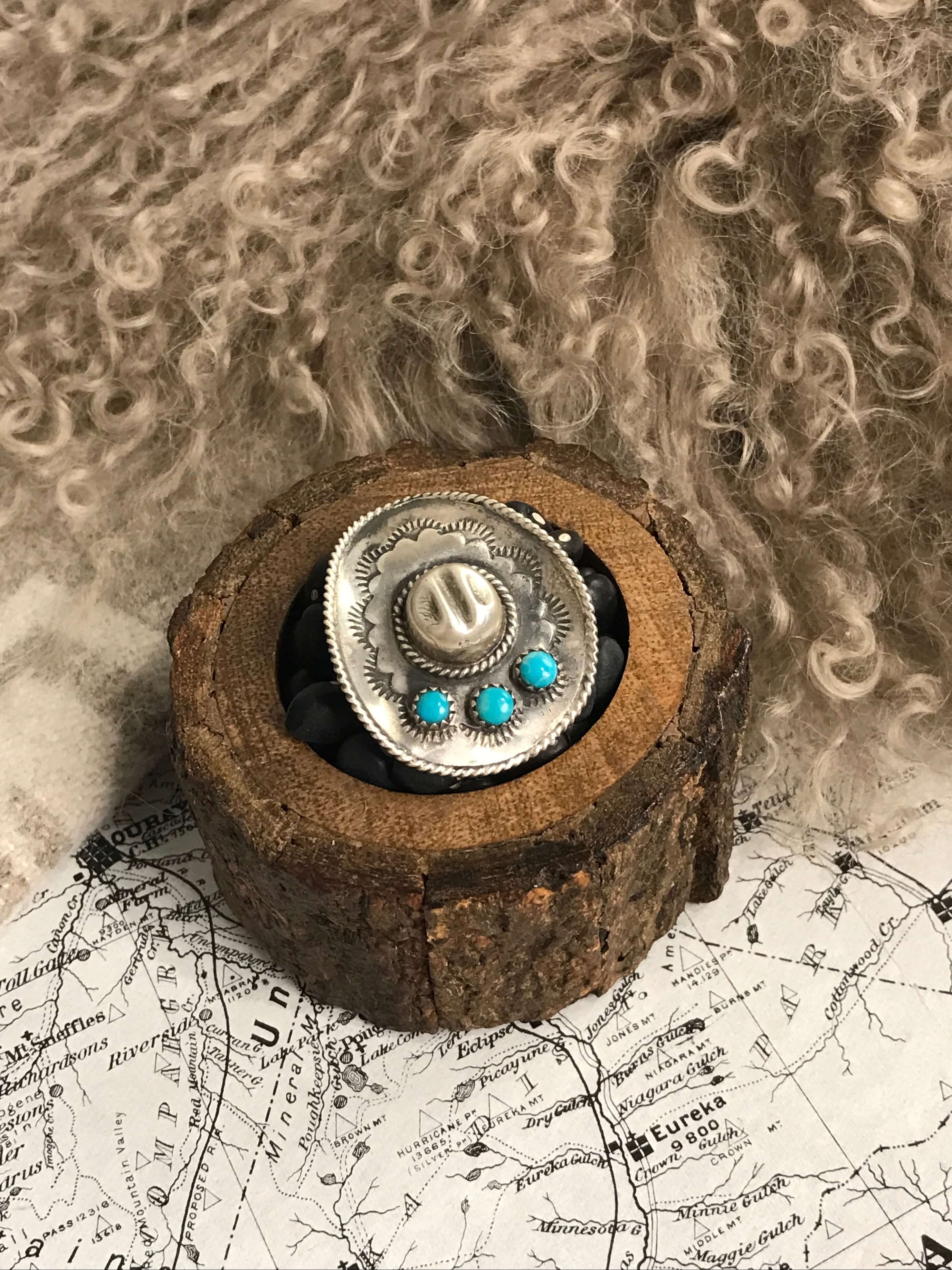 The Yee-Haw Turquoise Ring, Sz 5-Rings-Calli Co., Turquoise and Silver Jewelry, Native American Handmade, Zuni Tribe, Navajo Tribe, Brock Texas