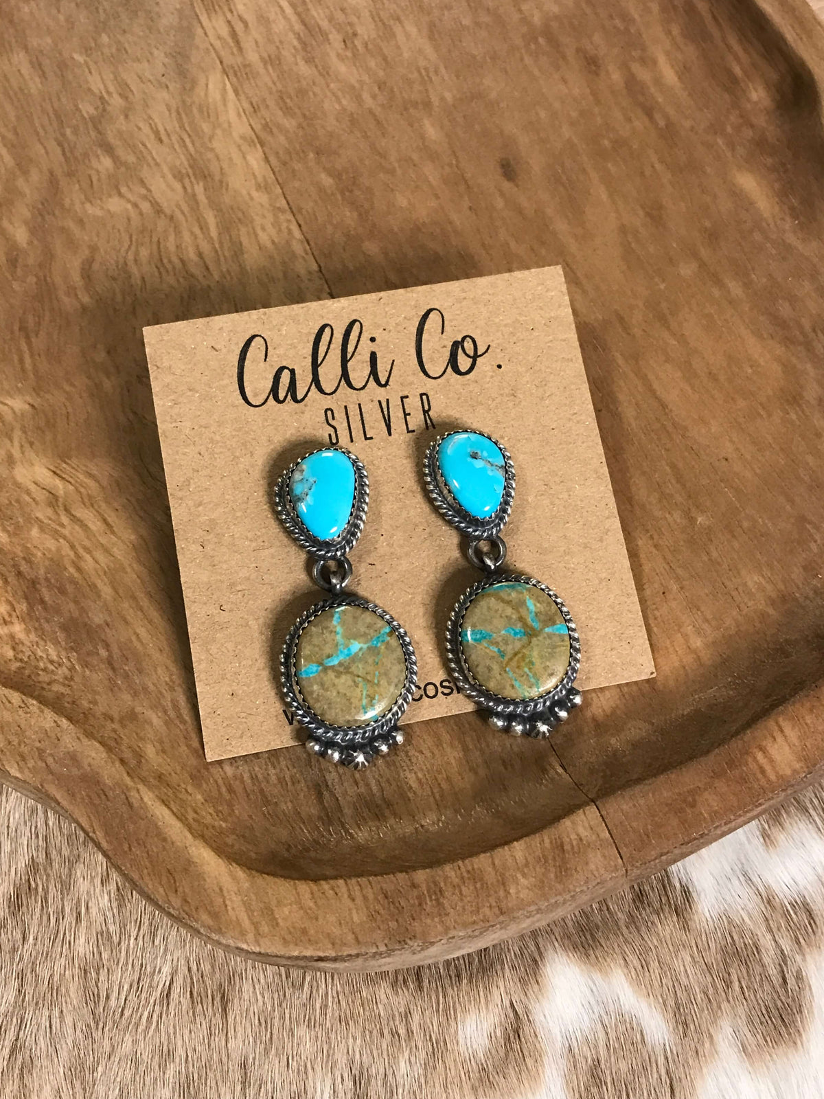 The Glendale Earrings, 35-Earrings-Calli Co., Turquoise and Silver Jewelry, Native American Handmade, Zuni Tribe, Navajo Tribe, Brock Texas