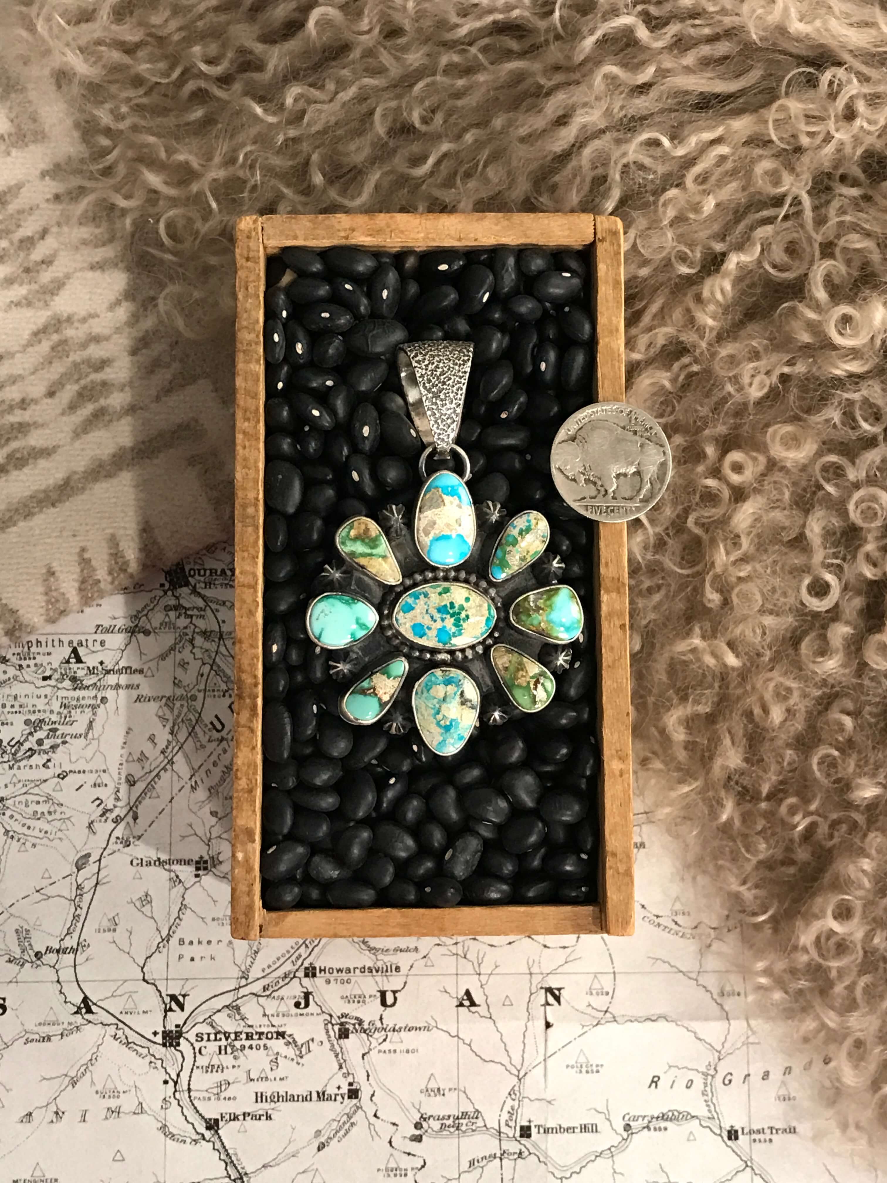The Greenwich Pendant-Pendants-Calli Co., Turquoise and Silver Jewelry, Native American Handmade, Zuni Tribe, Navajo Tribe, Brock Texas