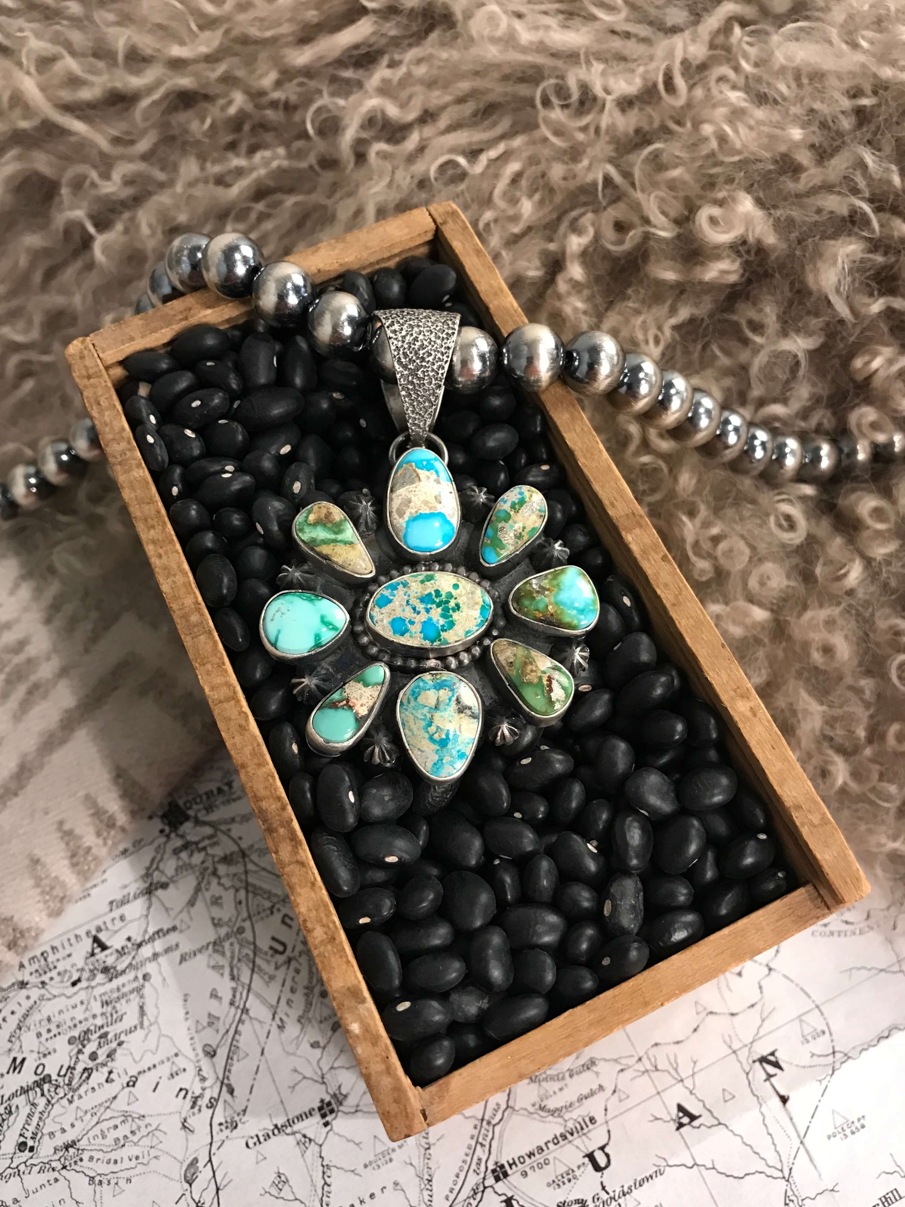 The Greenwich Pendant-Pendants-Calli Co., Turquoise and Silver Jewelry, Native American Handmade, Zuni Tribe, Navajo Tribe, Brock Texas