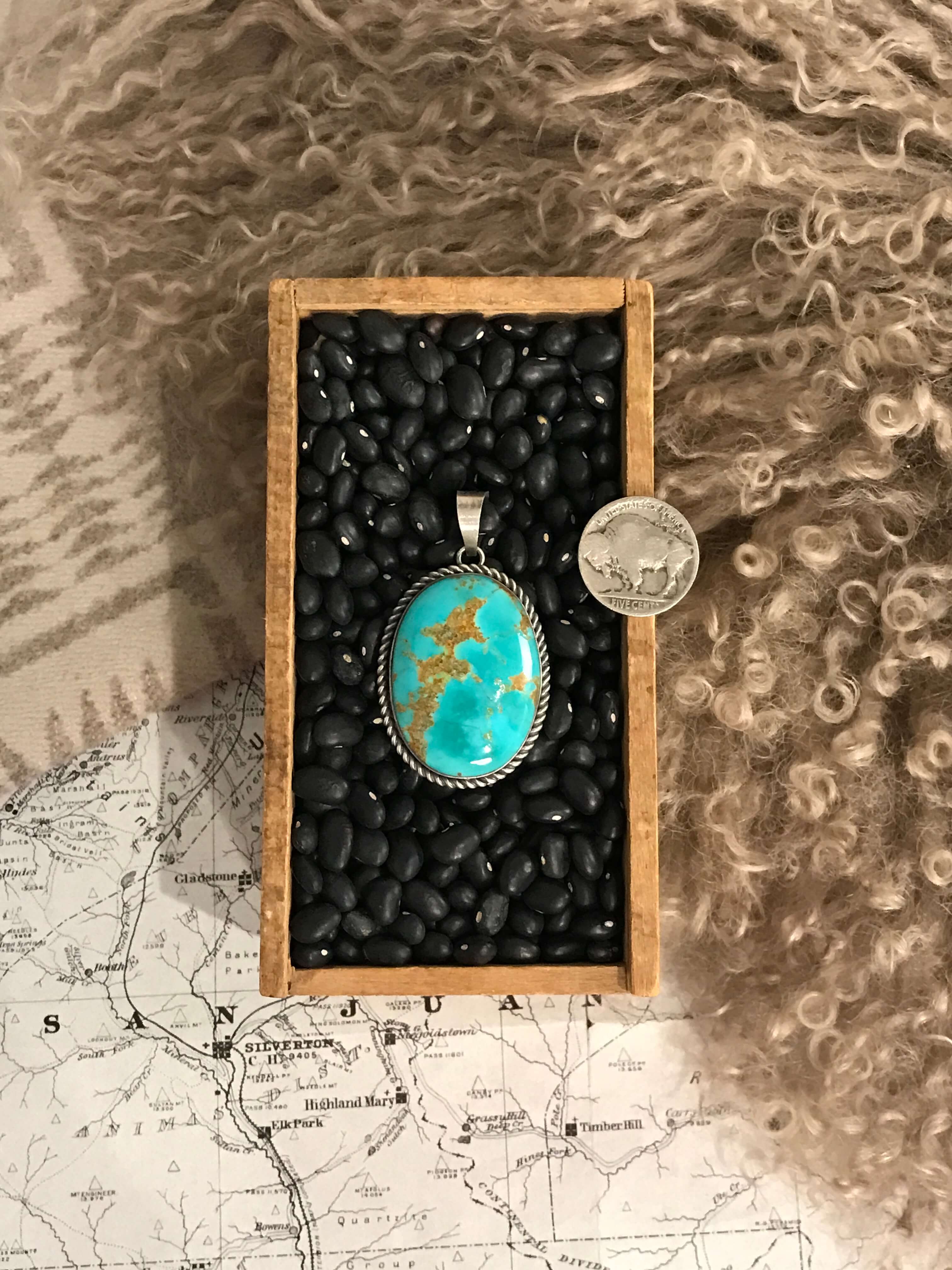 The Maricopa Pendant, 2-Pendants-Calli Co., Turquoise and Silver Jewelry, Native American Handmade, Zuni Tribe, Navajo Tribe, Brock Texas