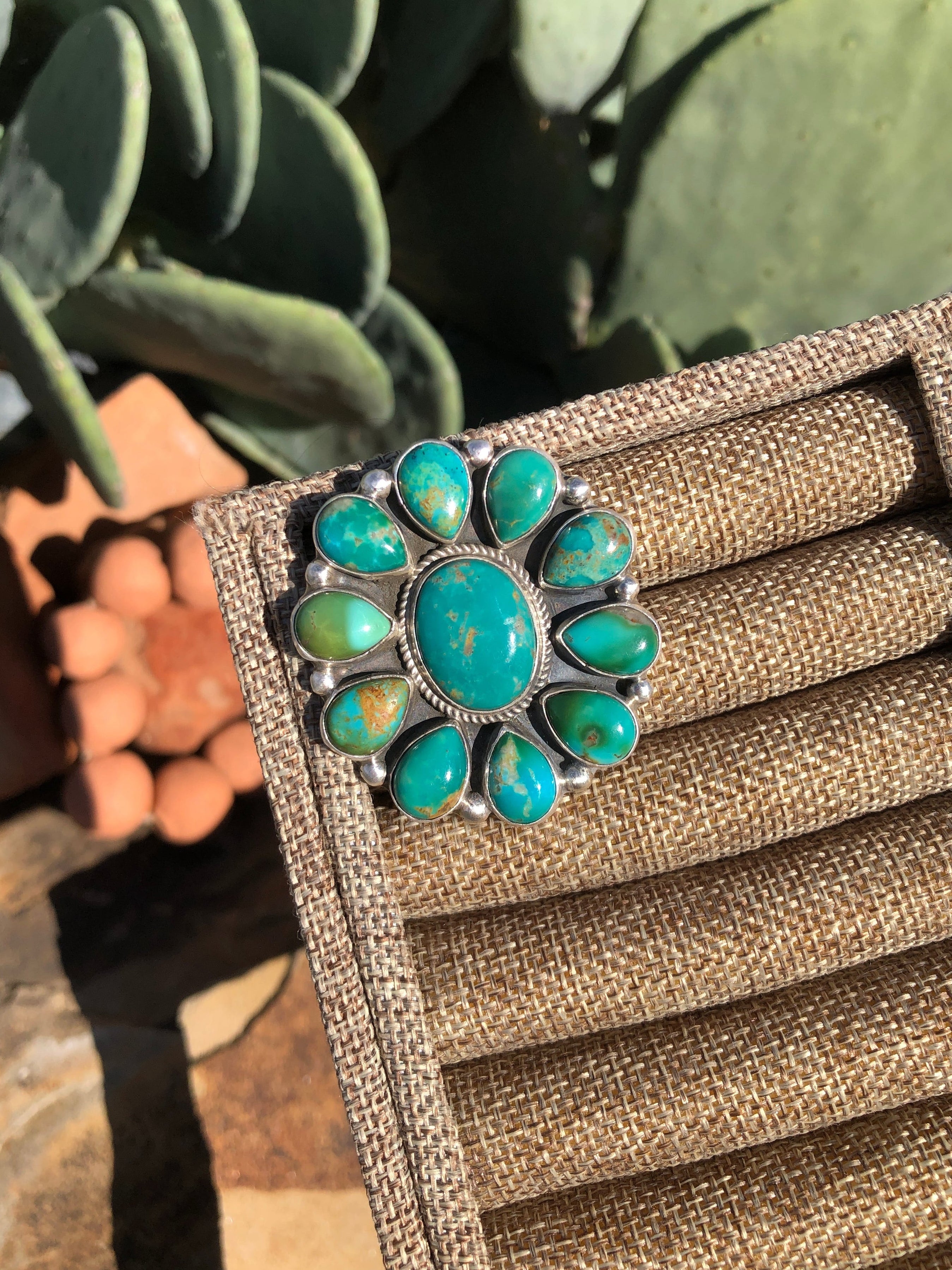 The Mel Adjustable Cluster Ring, 1-Rings-Calli Co., Turquoise and Silver Jewelry, Native American Handmade, Zuni Tribe, Navajo Tribe, Brock Texas