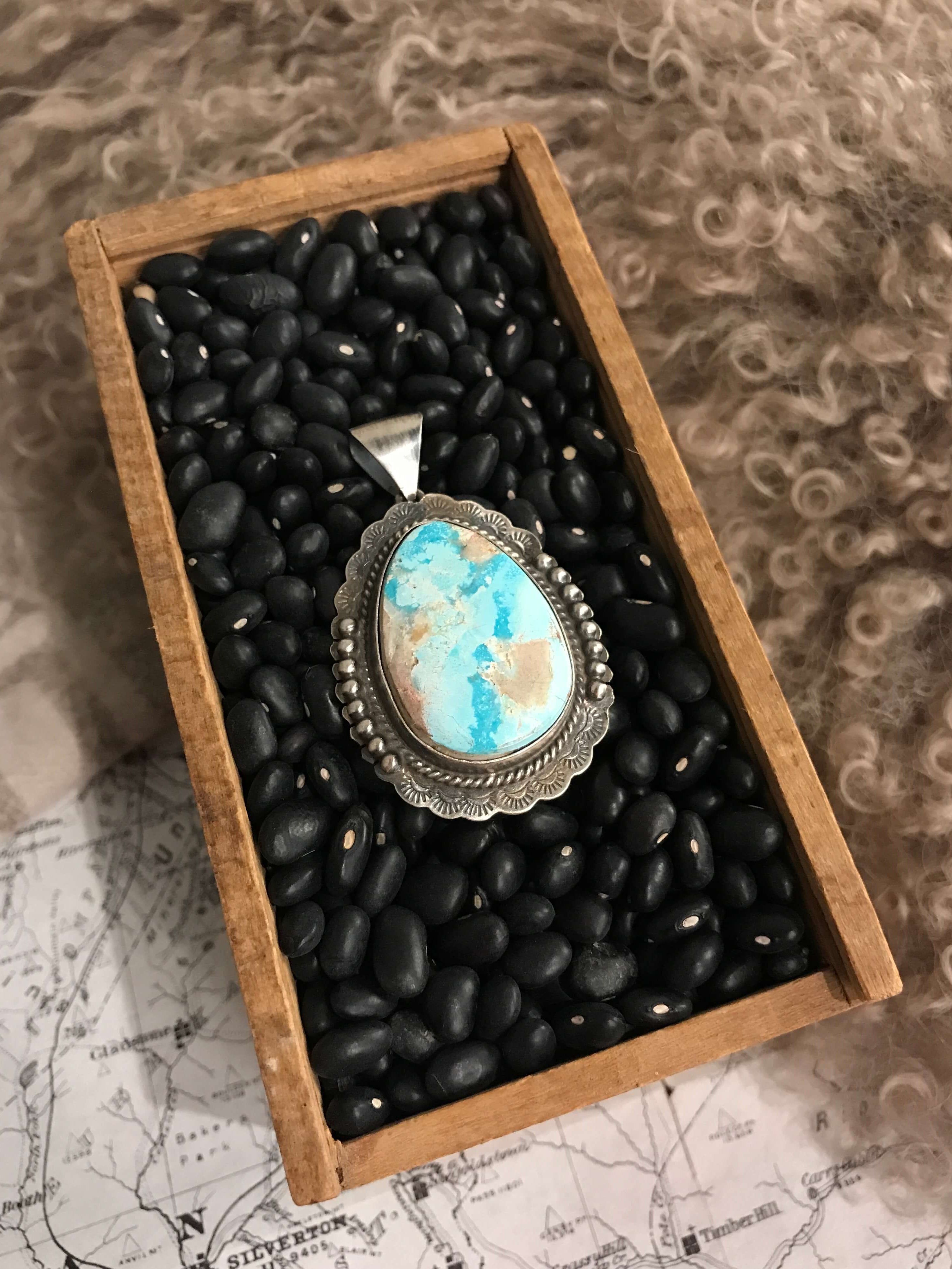 The Jesse Turquoise Pendant, 3-Pendants-Calli Co., Turquoise and Silver Jewelry, Native American Handmade, Zuni Tribe, Navajo Tribe, Brock Texas