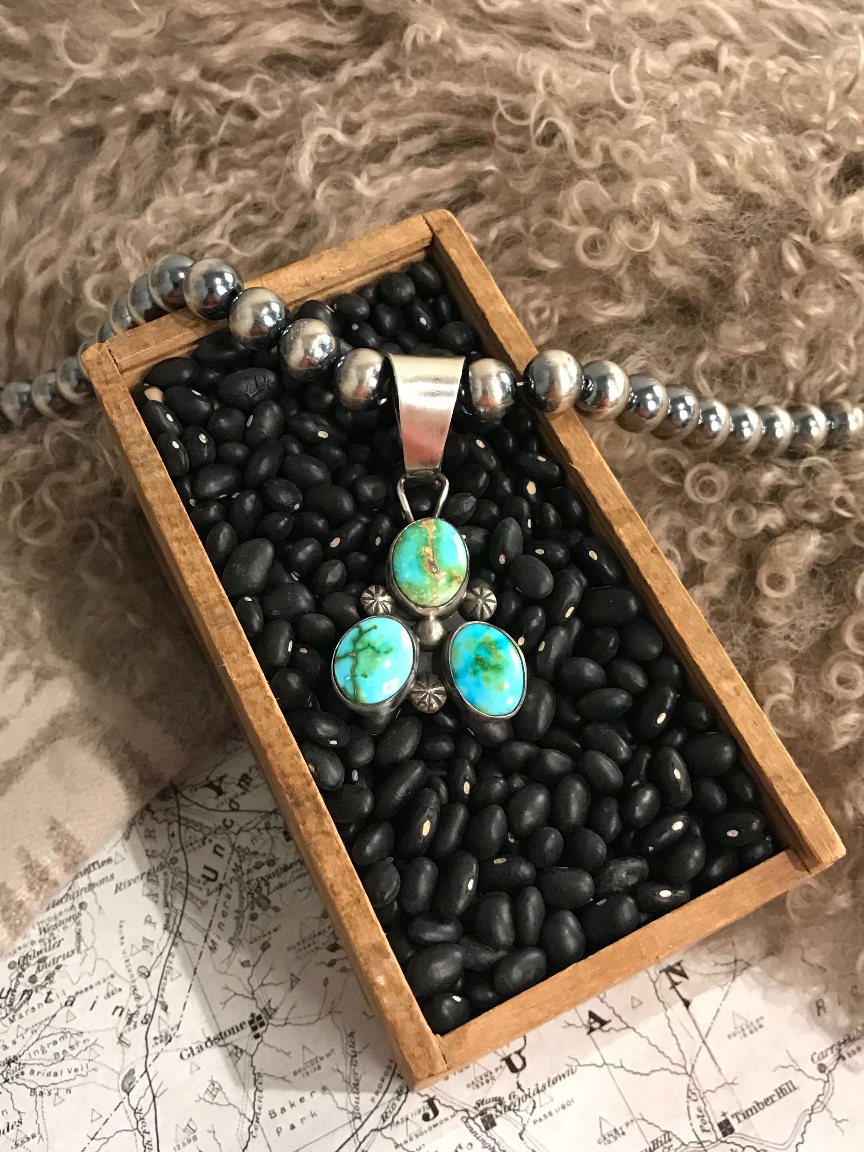 The Bane Turquoise Pendant, 2-Pendants-Calli Co., Turquoise and Silver Jewelry, Native American Handmade, Zuni Tribe, Navajo Tribe, Brock Texas