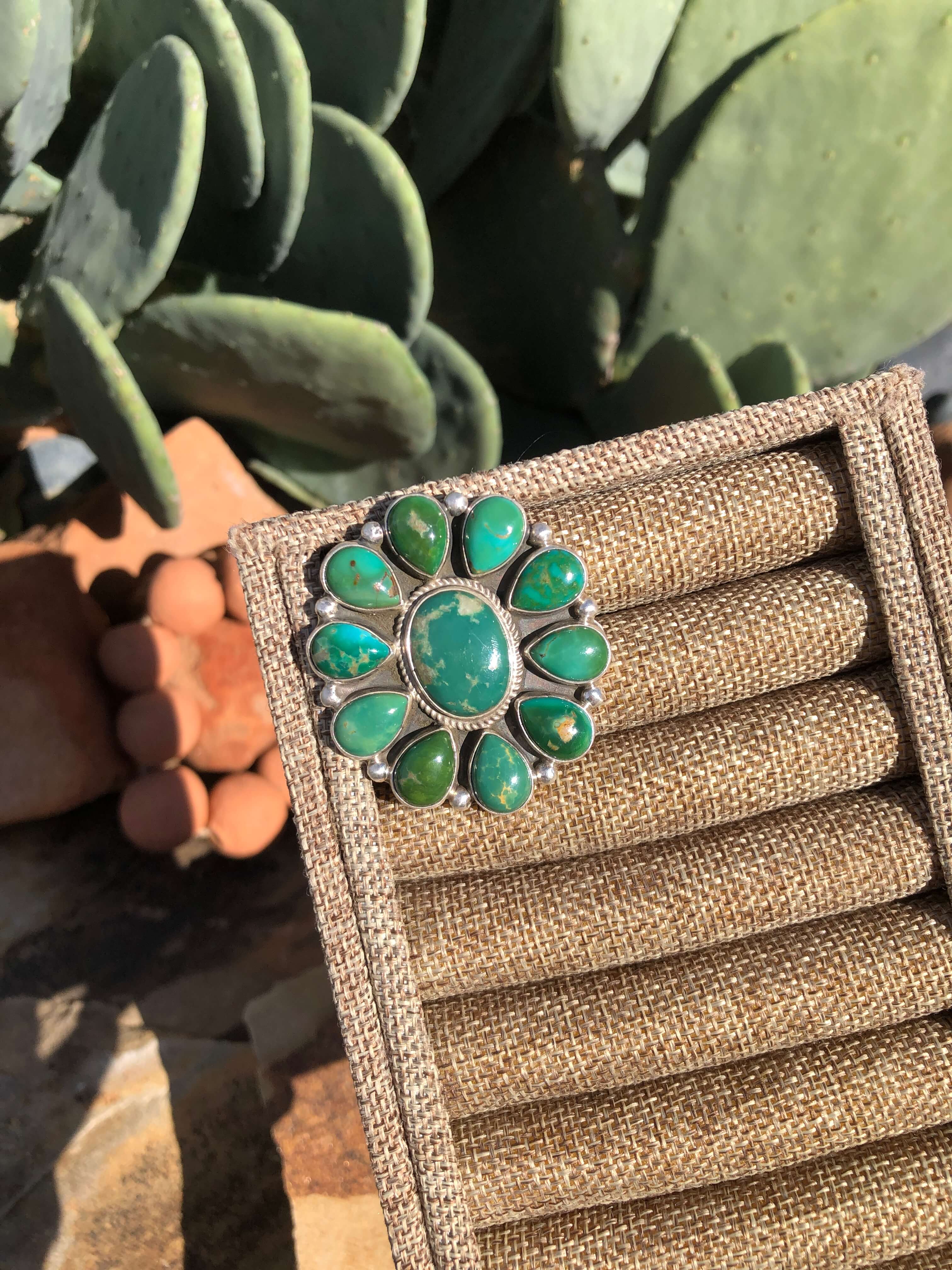 The Mel Adjustable Cluster Ring, 2-Rings-Calli Co., Turquoise and Silver Jewelry, Native American Handmade, Zuni Tribe, Navajo Tribe, Brock Texas