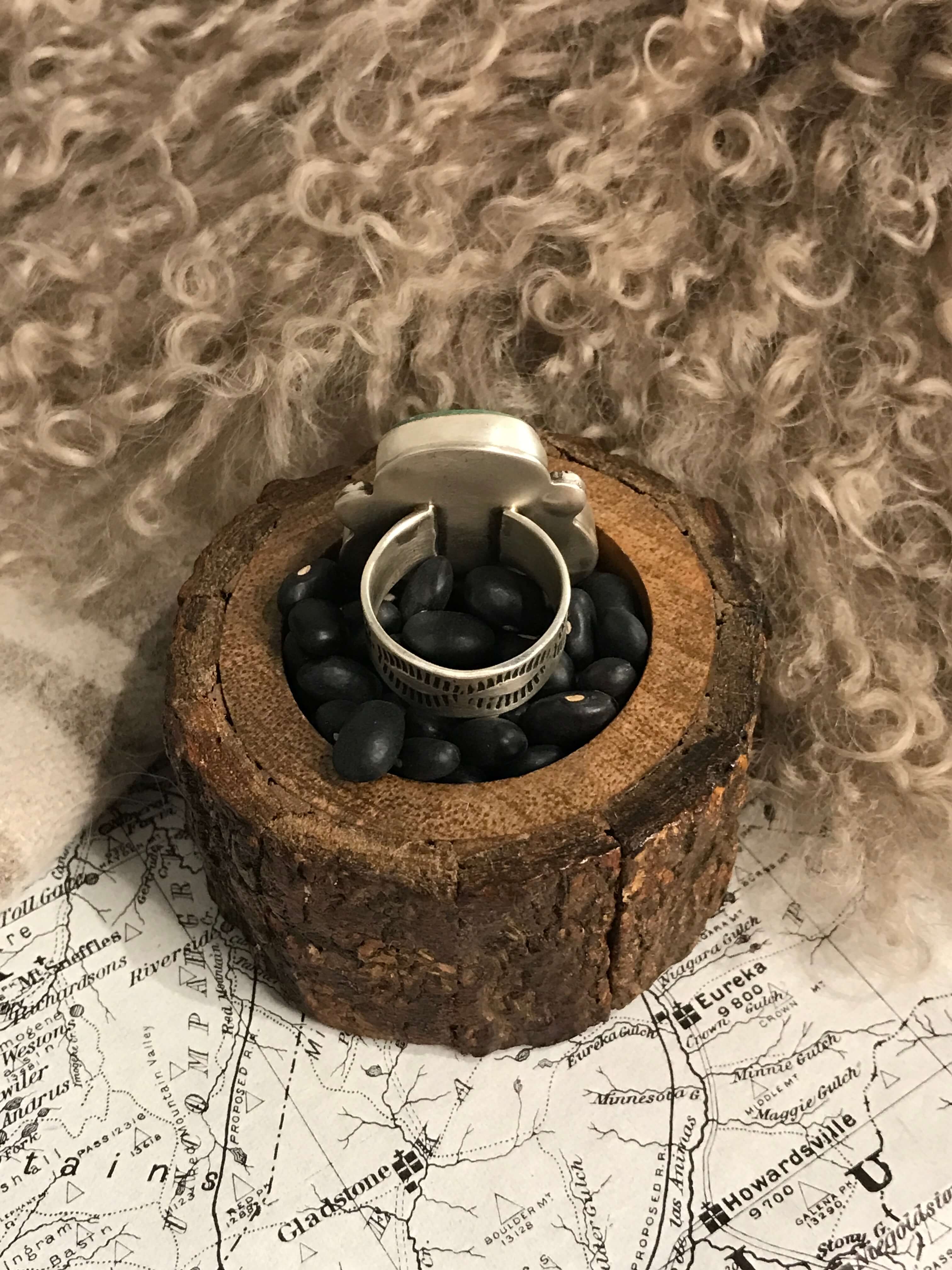 The Amarillo Ring, Sz 8-Rings-Calli Co., Turquoise and Silver Jewelry, Native American Handmade, Zuni Tribe, Navajo Tribe, Brock Texas