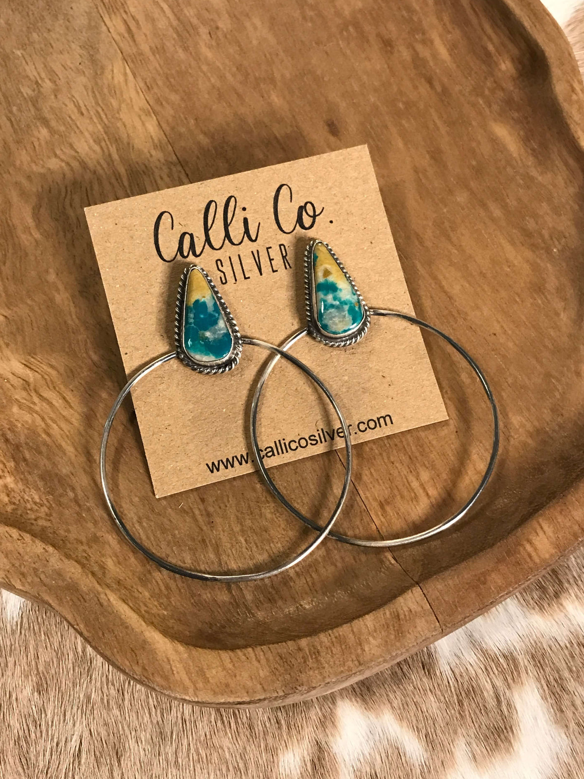 The Keystone Hoop Earrings, 2-Earrings-Calli Co., Turquoise and Silver Jewelry, Native American Handmade, Zuni Tribe, Navajo Tribe, Brock Texas