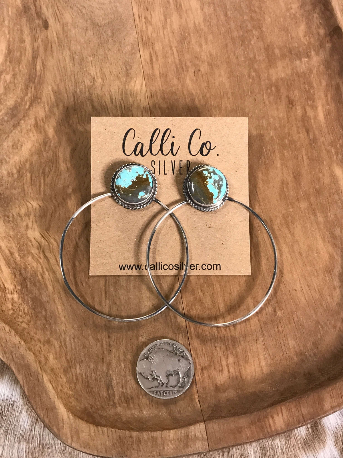 The Keystone Hoop Earrings, 4-Earrings-Calli Co., Turquoise and Silver Jewelry, Native American Handmade, Zuni Tribe, Navajo Tribe, Brock Texas