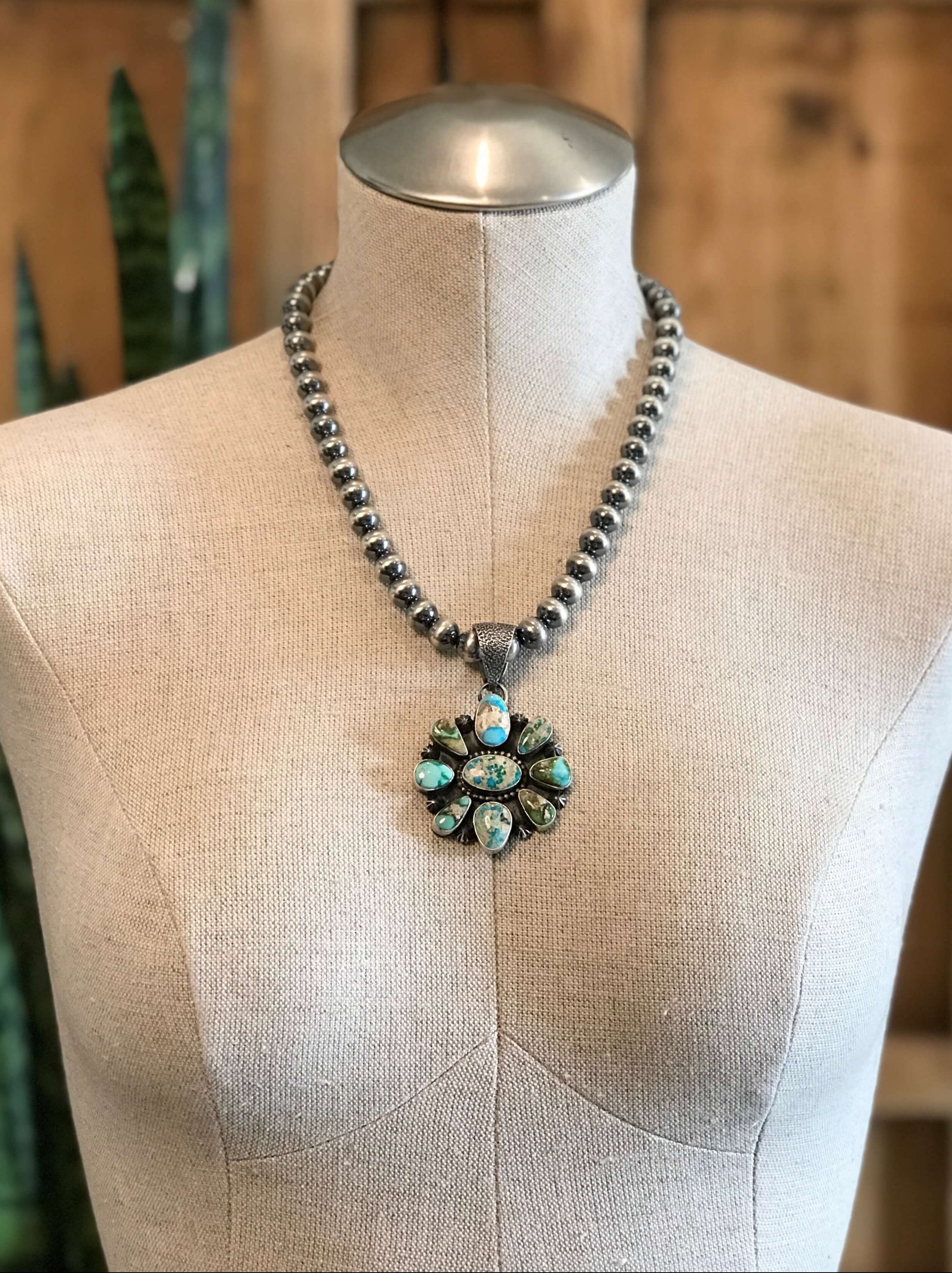 The Greenwich Pendant-Pendants-Calli Co., Turquoise and Silver Jewelry, Native American Handmade, Zuni Tribe, Navajo Tribe, Brock Texas