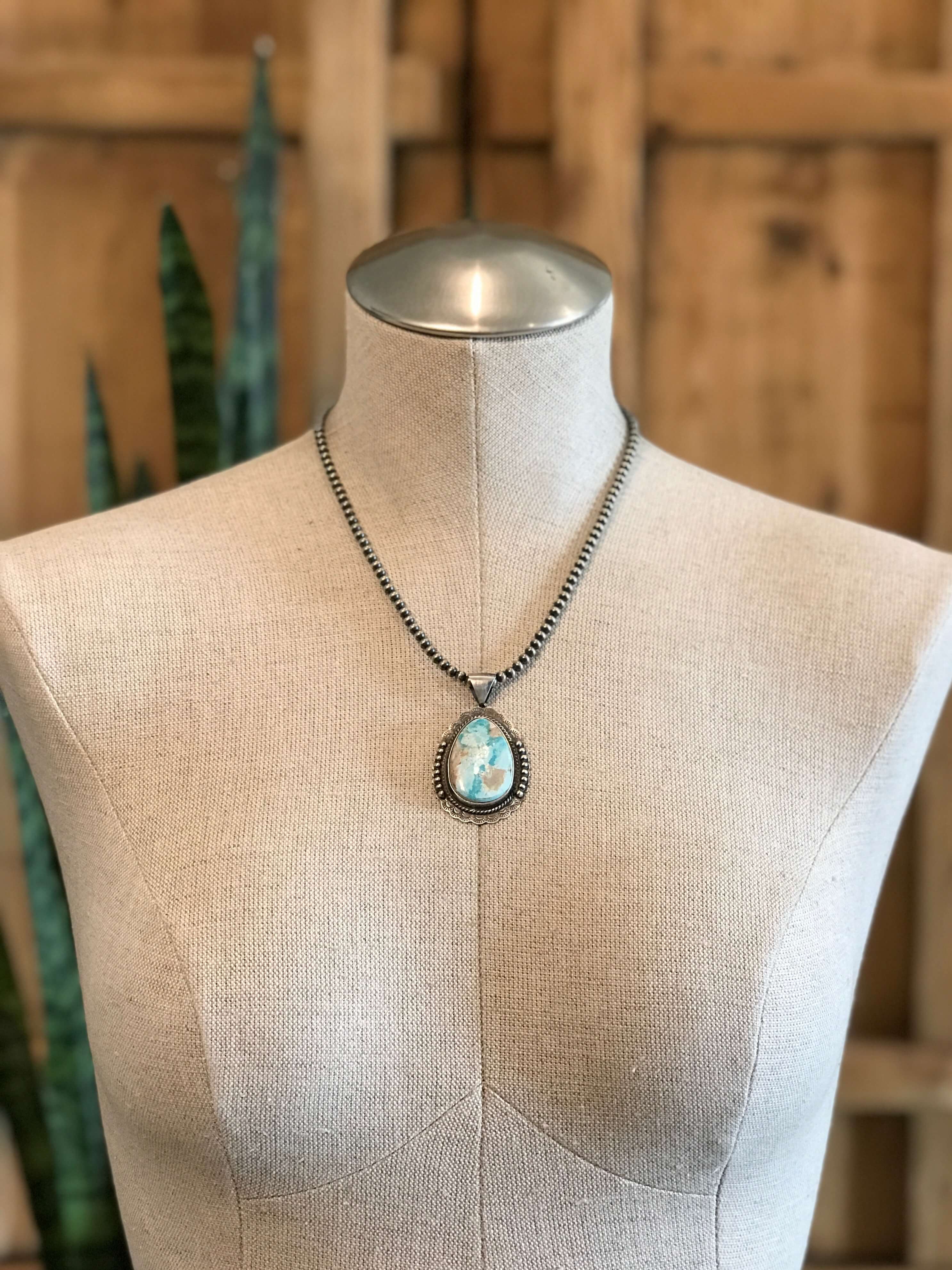 The Jesse Turquoise Pendant, 3-Pendants-Calli Co., Turquoise and Silver Jewelry, Native American Handmade, Zuni Tribe, Navajo Tribe, Brock Texas