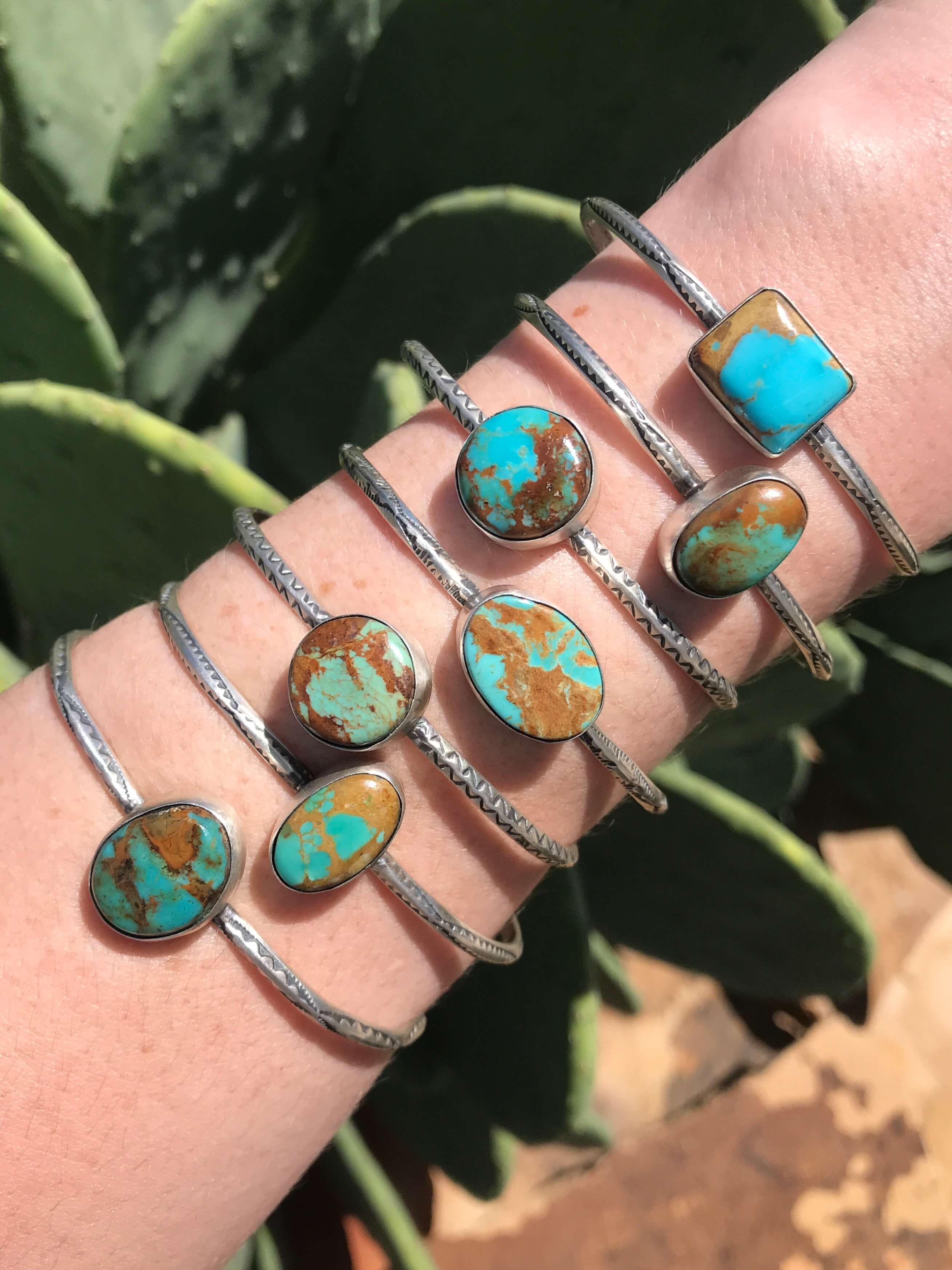 The Nola Cuffs-Bracelets & Cuffs-Calli Co., Turquoise and Silver Jewelry, Native American Handmade, Zuni Tribe, Navajo Tribe, Brock Texas