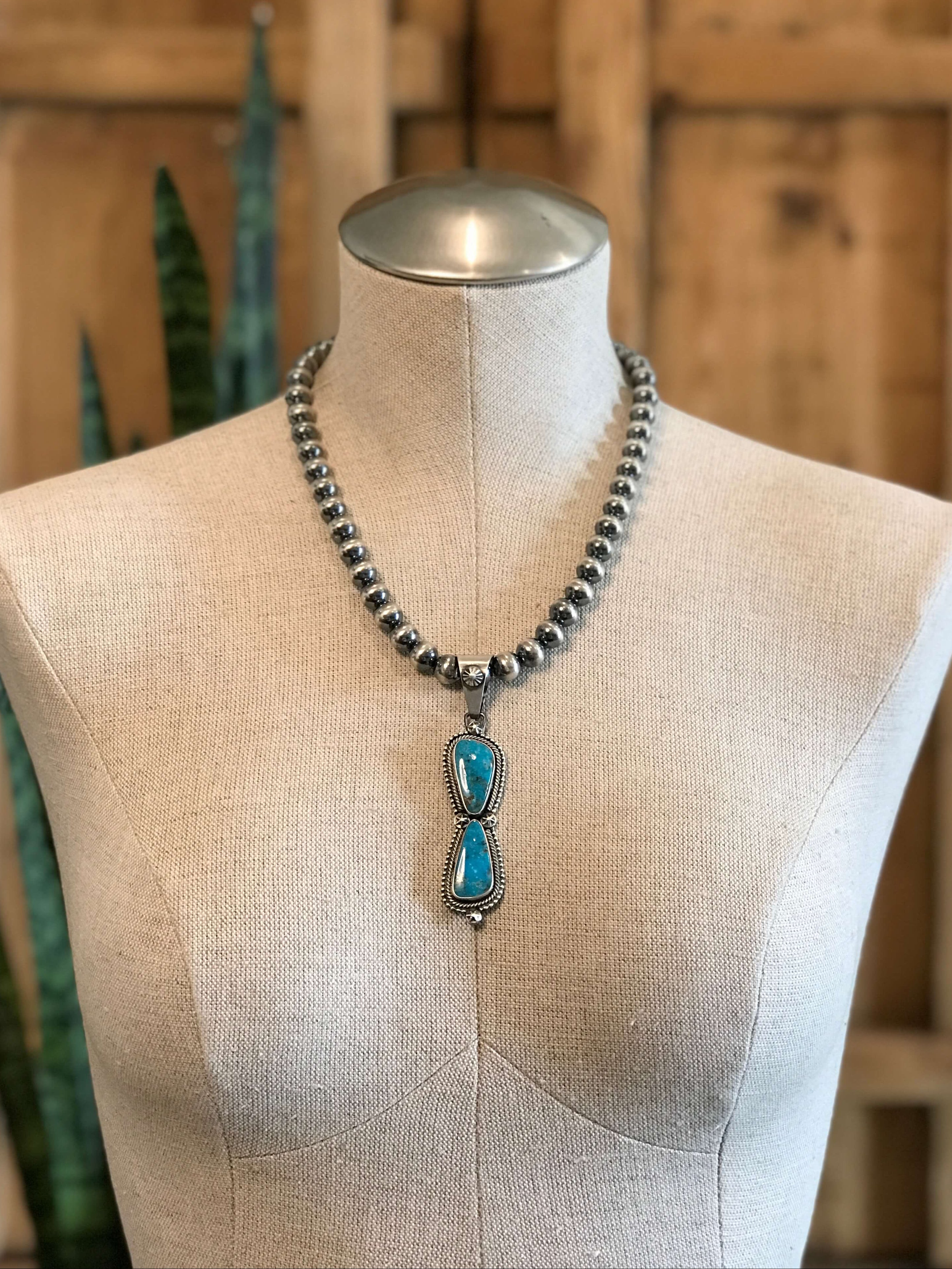 The Bryce Turquoise Pendant, 1-Pendants-Calli Co., Turquoise and Silver Jewelry, Native American Handmade, Zuni Tribe, Navajo Tribe, Brock Texas