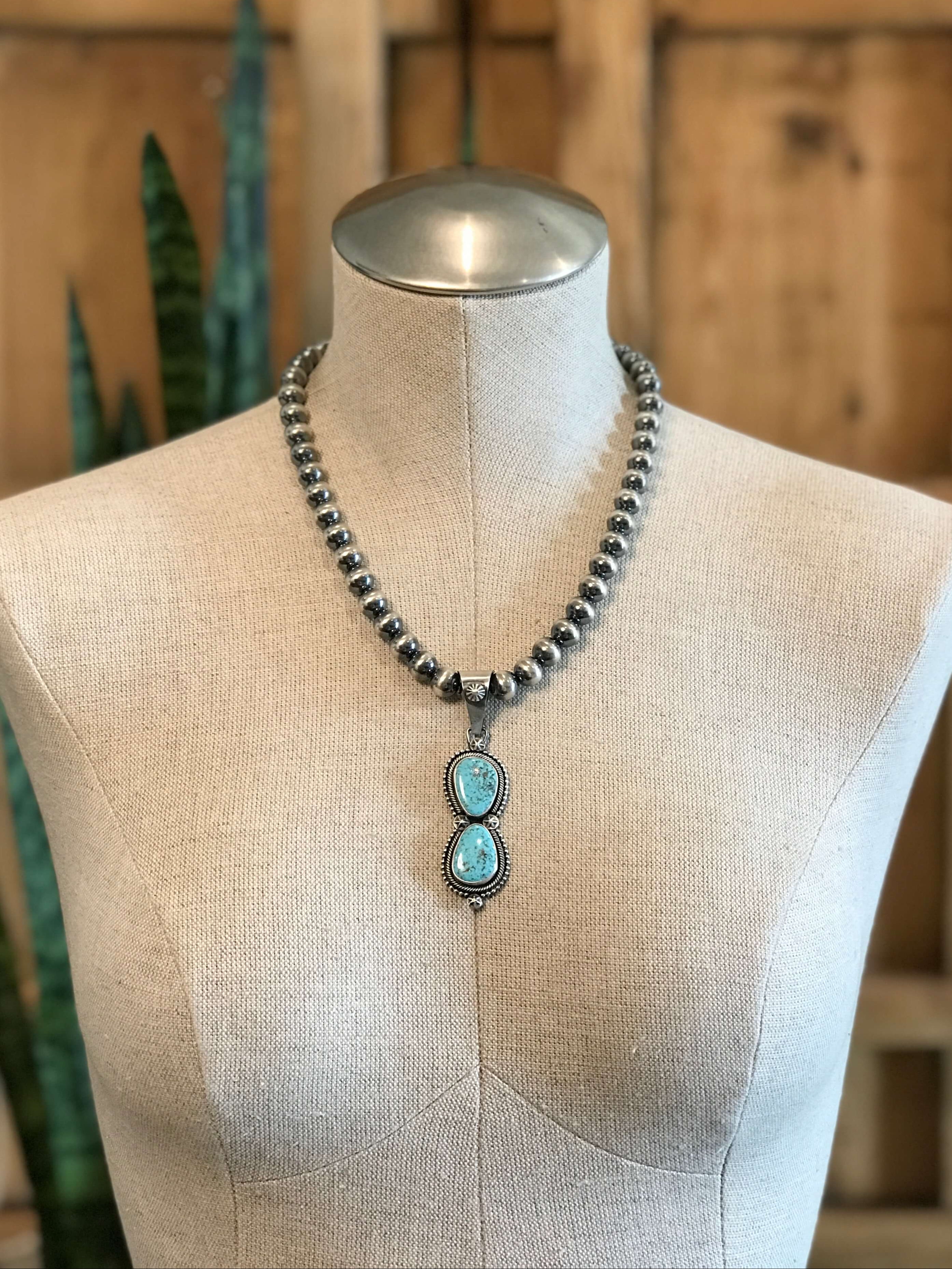 The Bryce Turquoise Pendant, 3-Pendants-Calli Co., Turquoise and Silver Jewelry, Native American Handmade, Zuni Tribe, Navajo Tribe, Brock Texas
