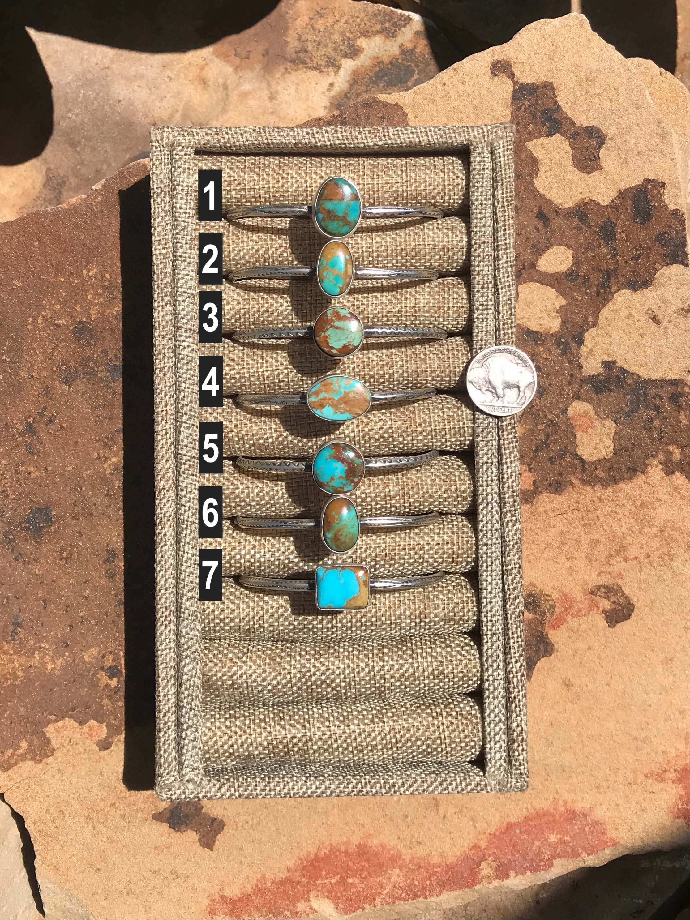 The Nola Cuffs-Bracelets & Cuffs-Calli Co., Turquoise and Silver Jewelry, Native American Handmade, Zuni Tribe, Navajo Tribe, Brock Texas