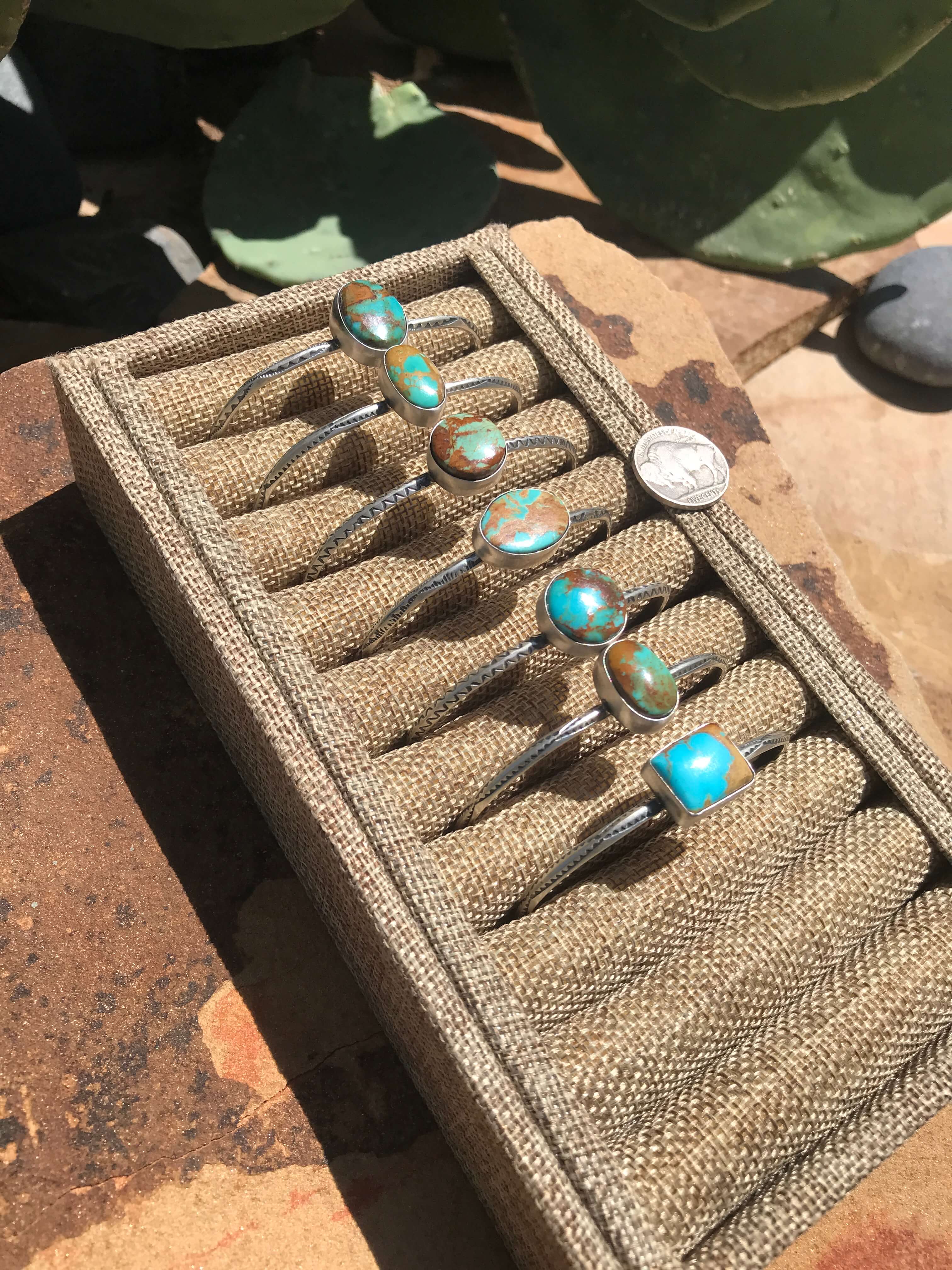 The Nola Cuffs-Bracelets & Cuffs-Calli Co., Turquoise and Silver Jewelry, Native American Handmade, Zuni Tribe, Navajo Tribe, Brock Texas