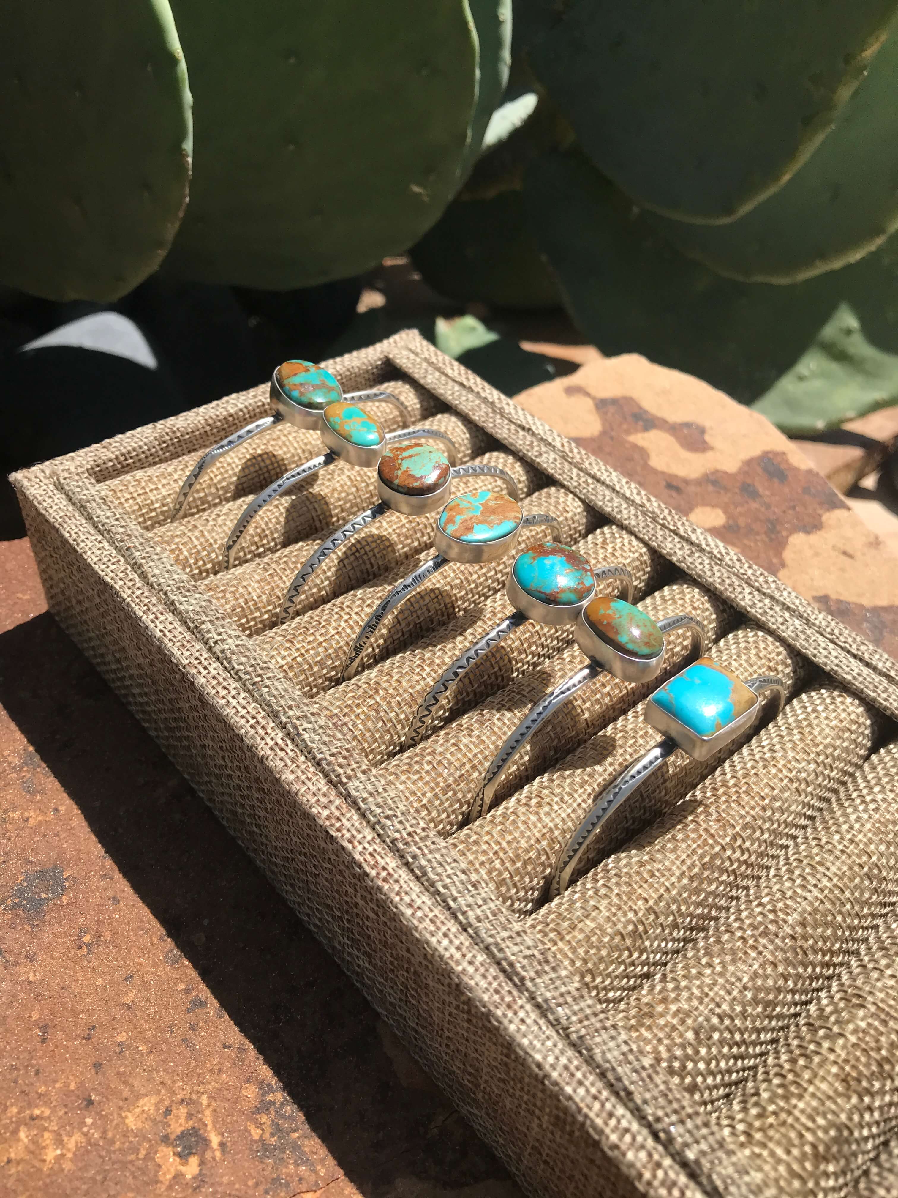 The Nola Cuffs-Bracelets & Cuffs-Calli Co., Turquoise and Silver Jewelry, Native American Handmade, Zuni Tribe, Navajo Tribe, Brock Texas