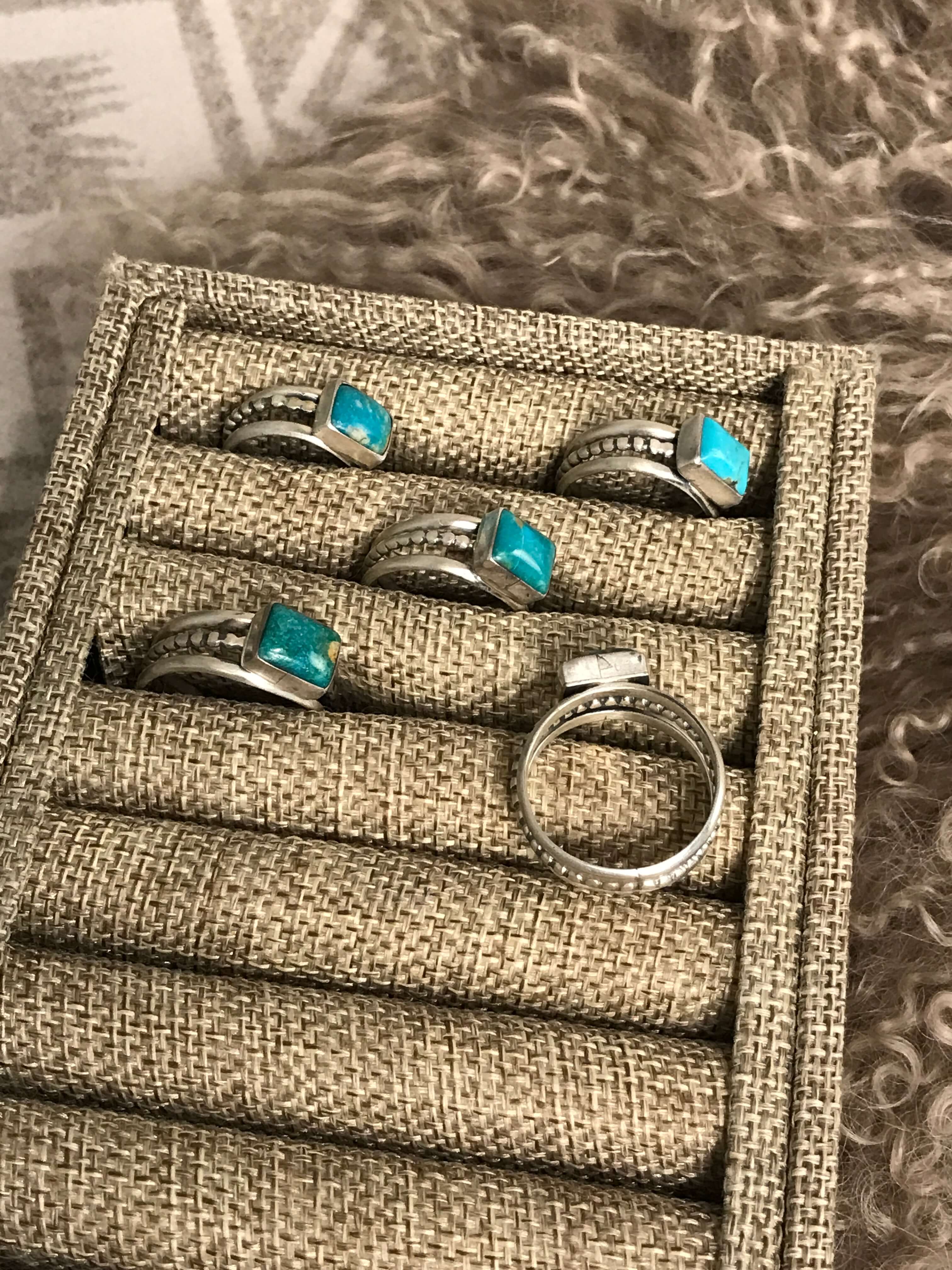 The Moab Rings in Turquoise-Rings-Calli Co., Turquoise and Silver Jewelry, Native American Handmade, Zuni Tribe, Navajo Tribe, Brock Texas