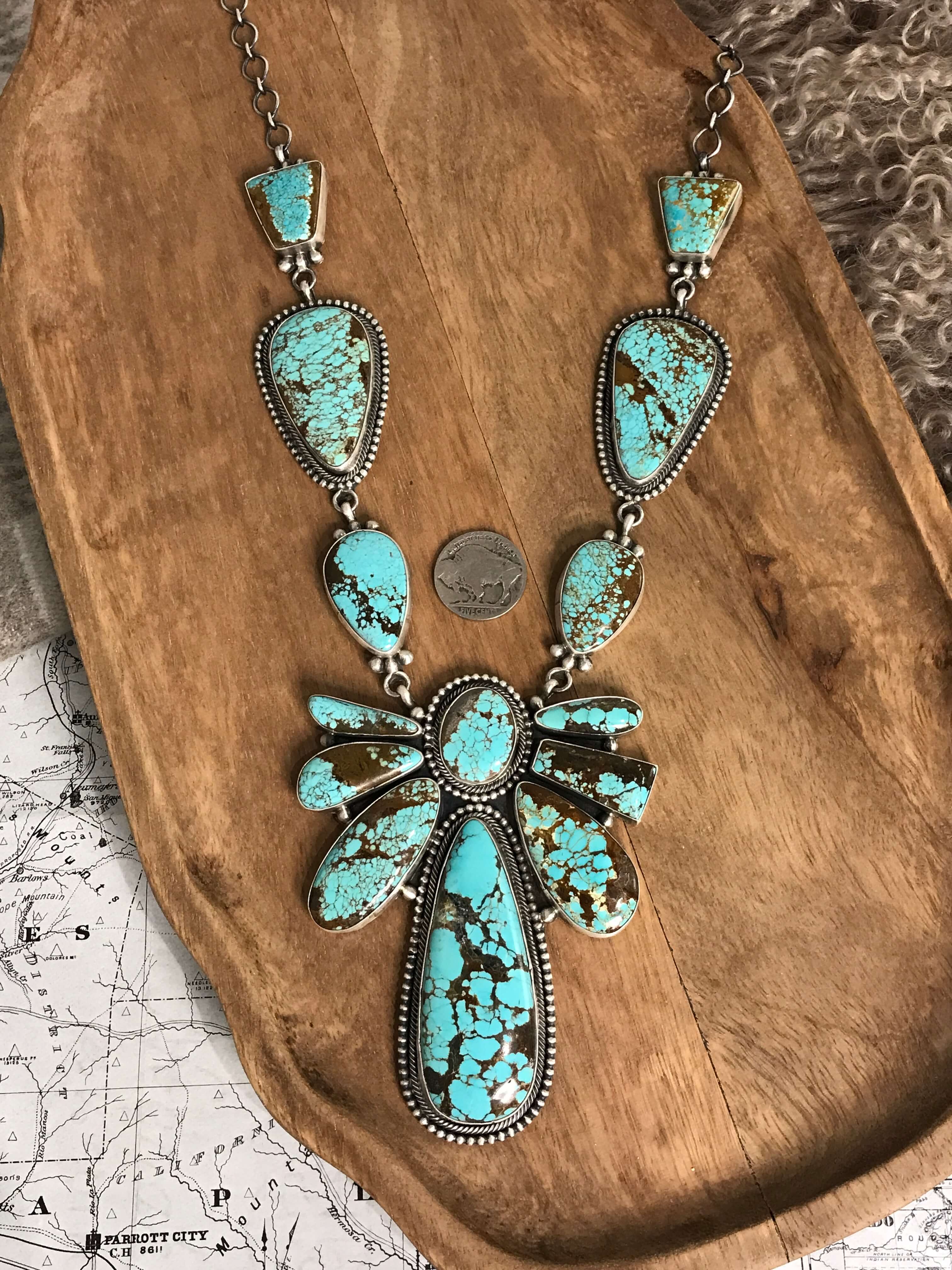 The Alabaster Turquoise Statement Necklace Set-Necklaces-Calli Co., Turquoise and Silver Jewelry, Native American Handmade, Zuni Tribe, Navajo Tribe, Brock Texas