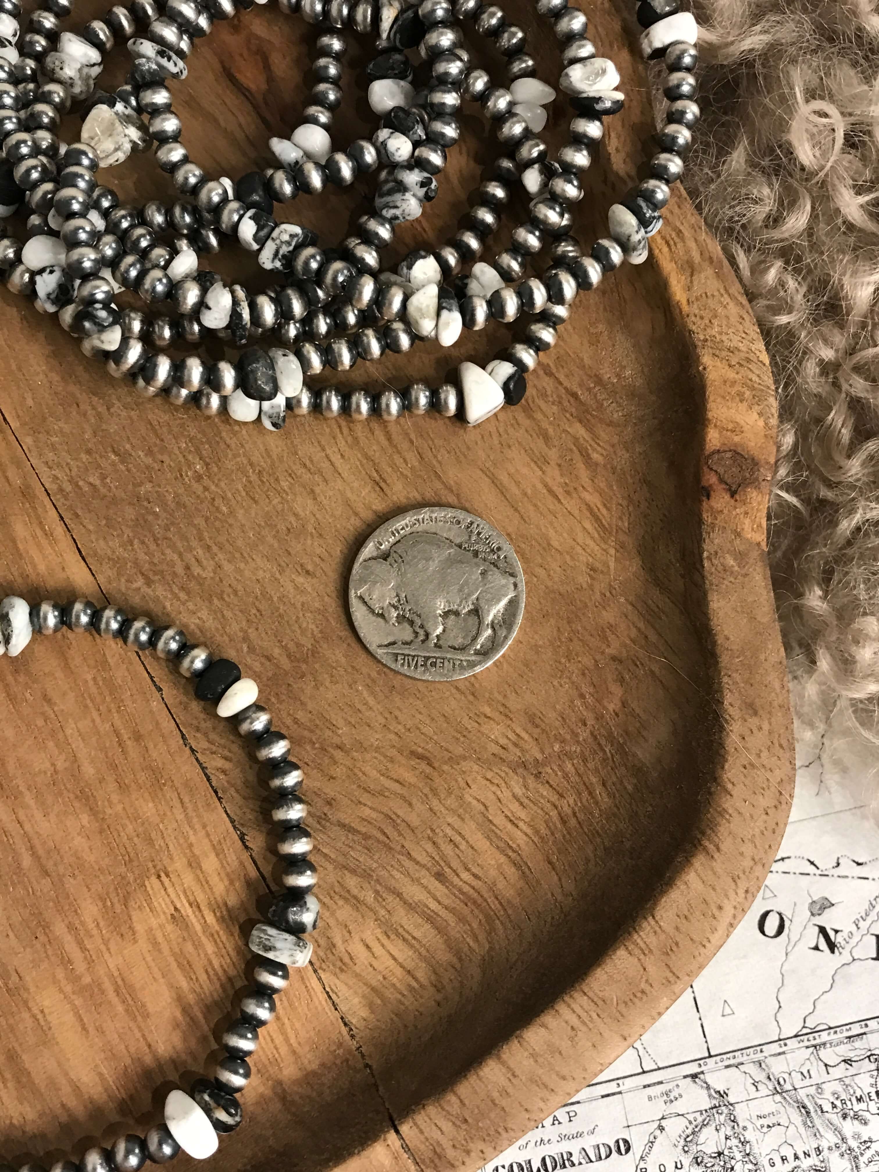 The Cassidy White Buffalo Stretch Bracelet-Bracelets & Cuffs-Calli Co., Turquoise and Silver Jewelry, Native American Handmade, Zuni Tribe, Navajo Tribe, Brock Texas