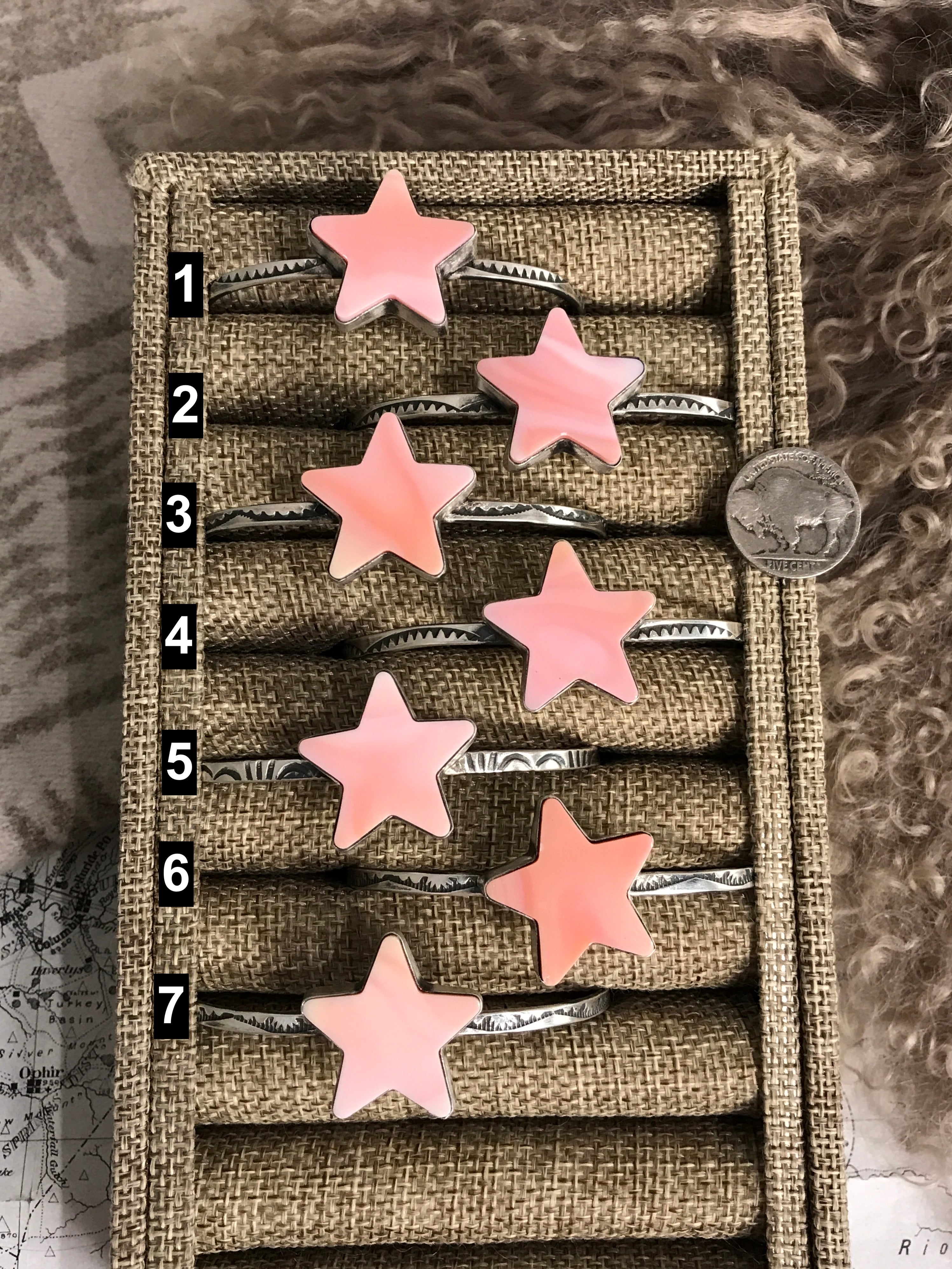 The Stardust Pink Conch Cuffs-Bracelets & Cuffs-Calli Co., Turquoise and Silver Jewelry, Native American Handmade, Zuni Tribe, Navajo Tribe, Brock Texas