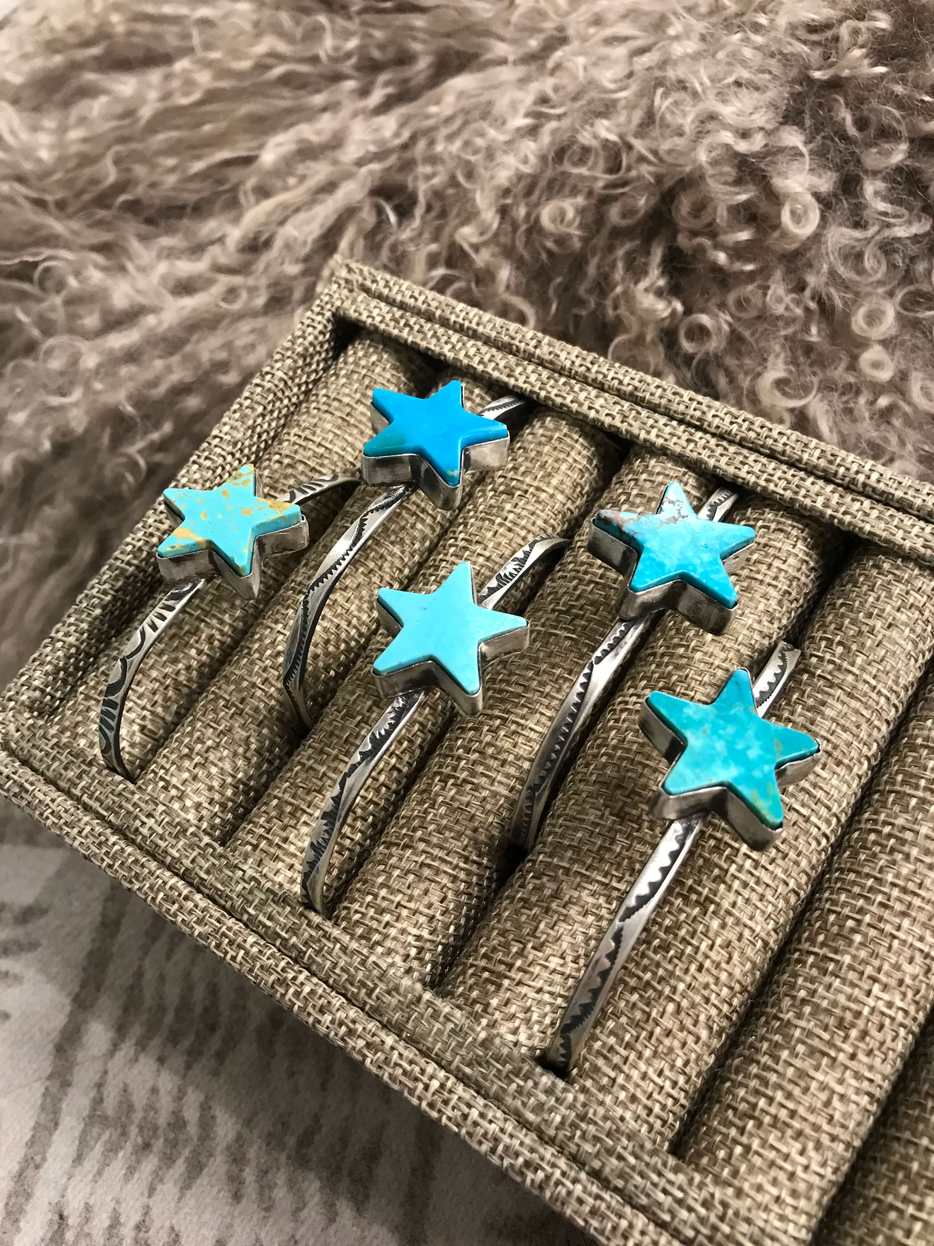 The Stardust Turquoise Cuffs-Bracelets & Cuffs-Calli Co., Turquoise and Silver Jewelry, Native American Handmade, Zuni Tribe, Navajo Tribe, Brock Texas