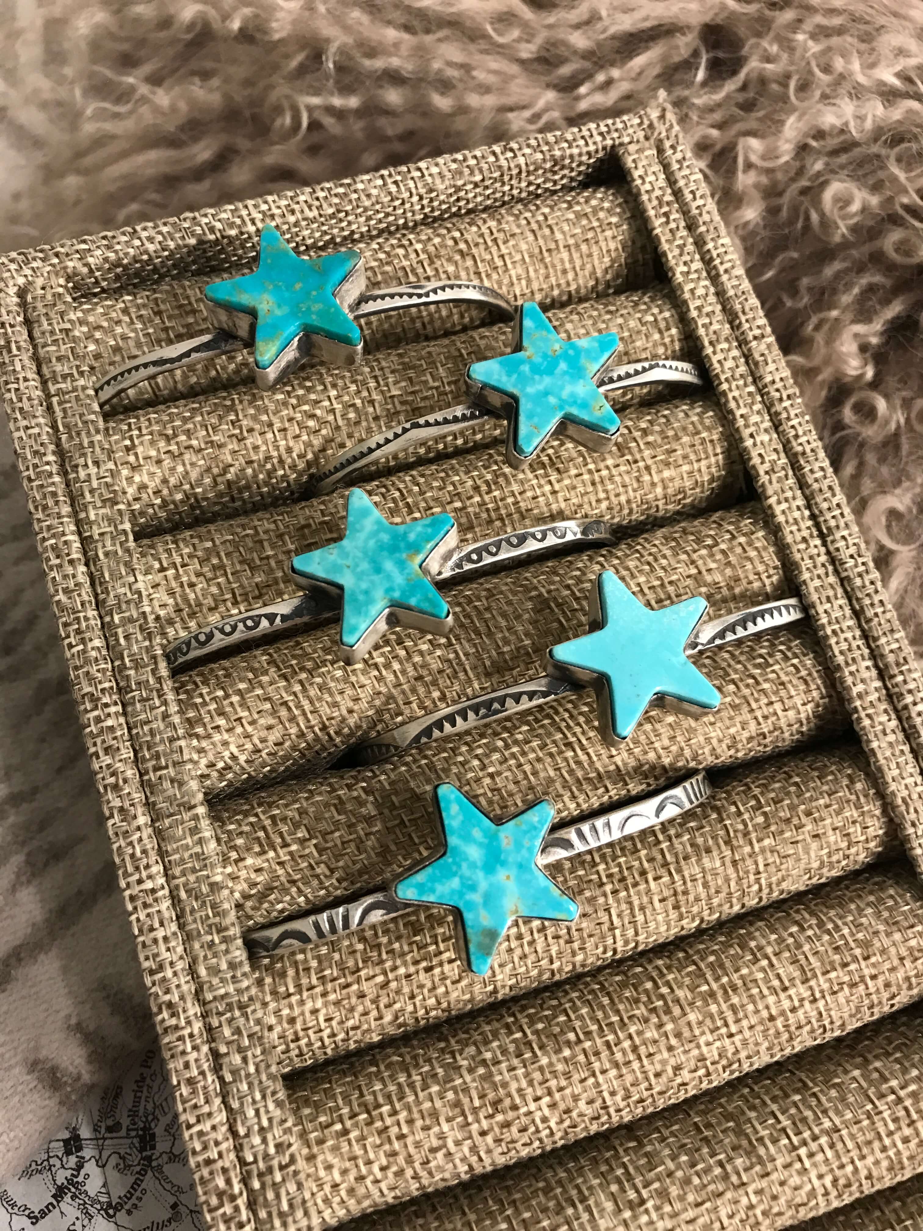 The Stardust Turquoise Cuffs-Bracelets & Cuffs-Calli Co., Turquoise and Silver Jewelry, Native American Handmade, Zuni Tribe, Navajo Tribe, Brock Texas