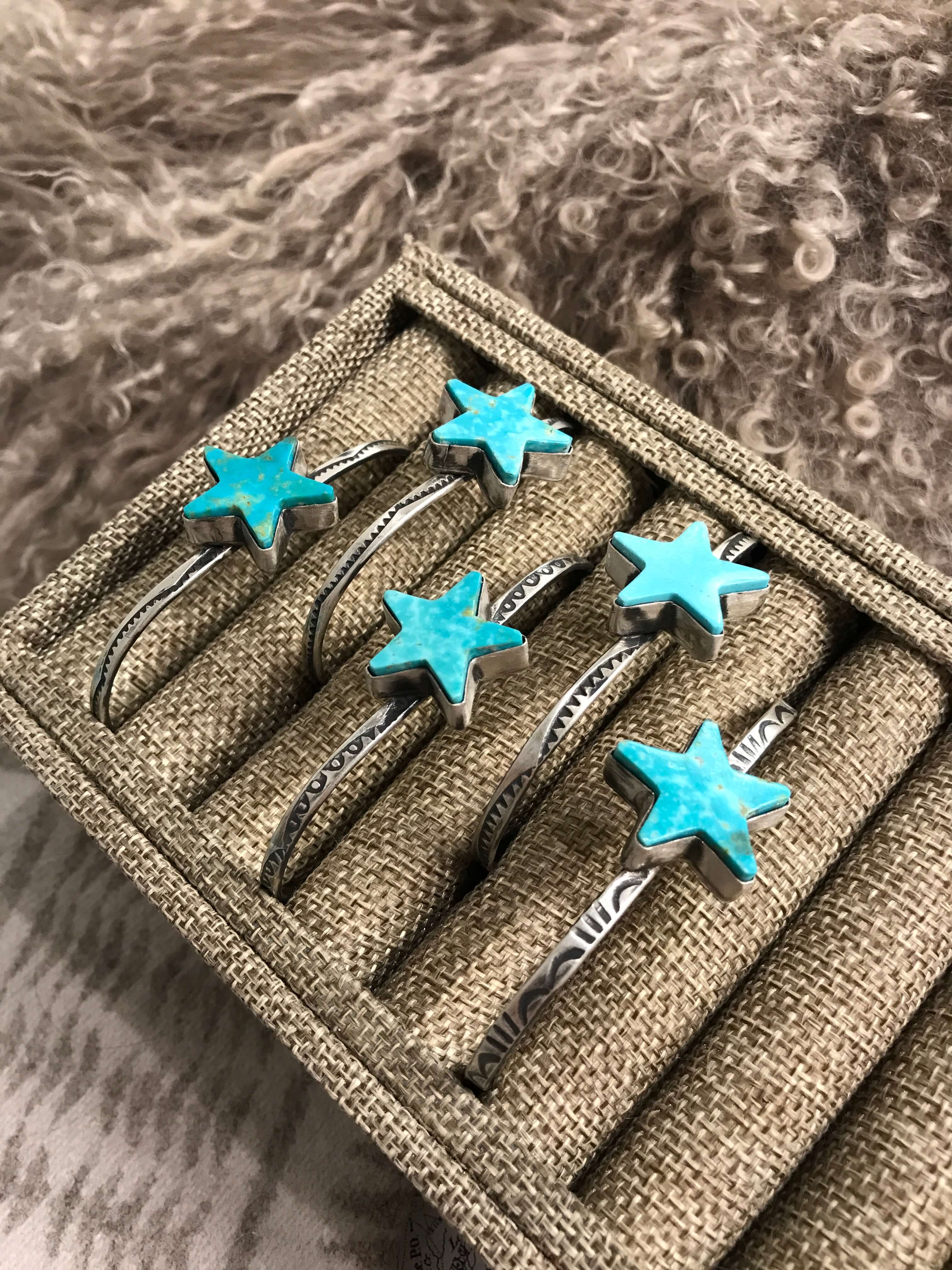 The Stardust Turquoise Cuffs-Bracelets & Cuffs-Calli Co., Turquoise and Silver Jewelry, Native American Handmade, Zuni Tribe, Navajo Tribe, Brock Texas