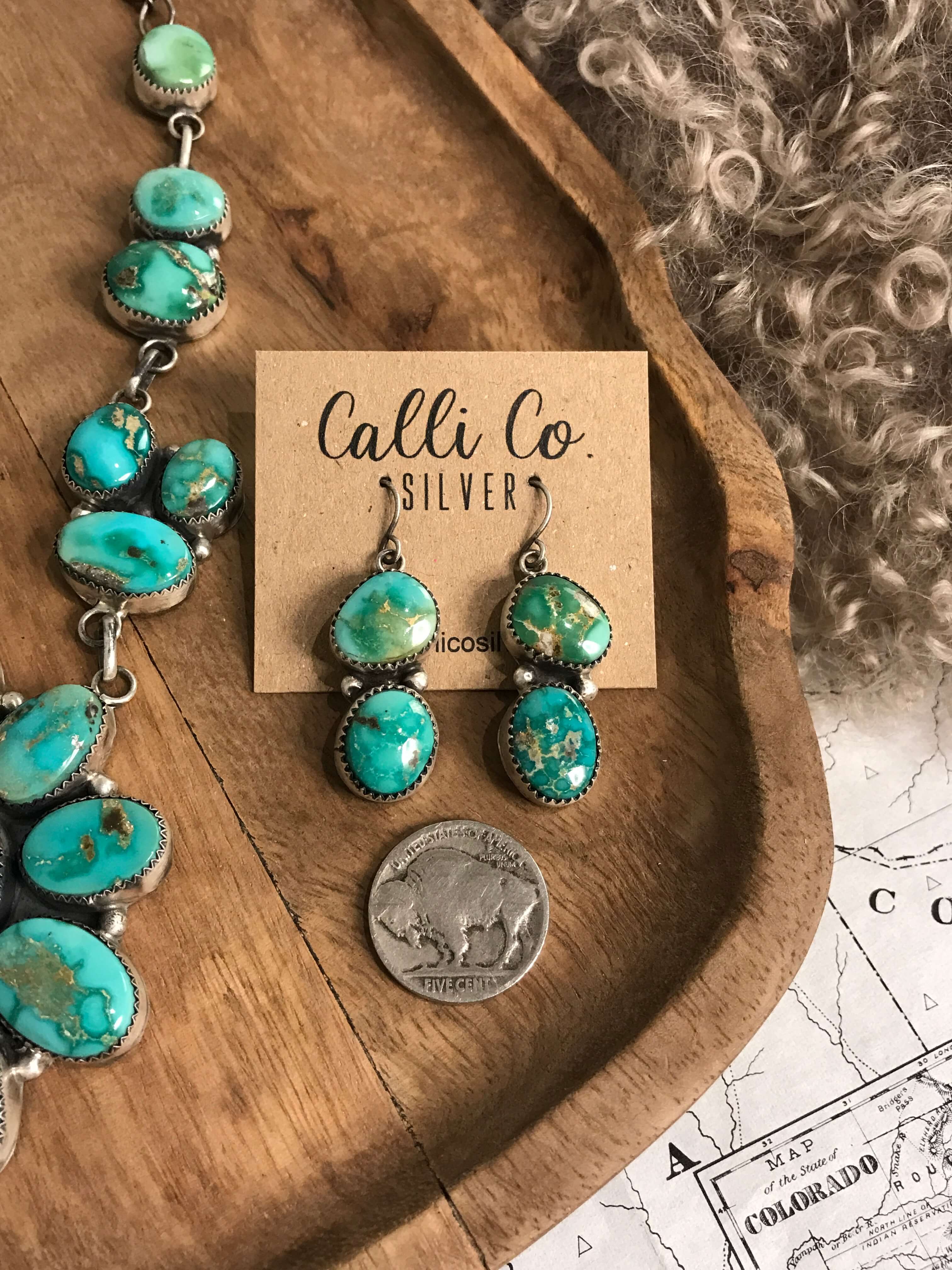 The Oakhaven Turquoise Statement Necklace Set-Necklaces-Calli Co., Turquoise and Silver Jewelry, Native American Handmade, Zuni Tribe, Navajo Tribe, Brock Texas