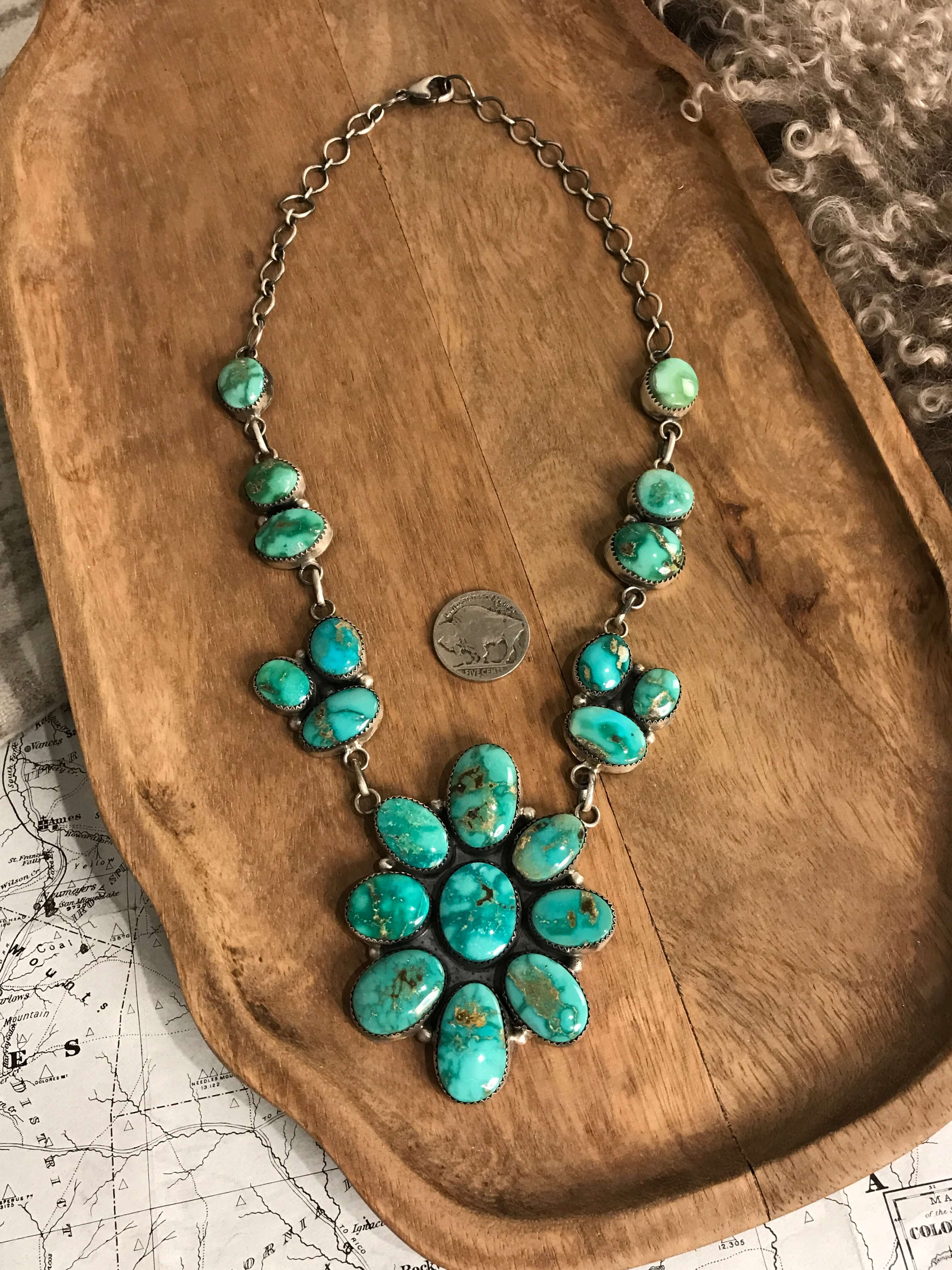 The Oakhaven Turquoise Statement Necklace Set-Necklaces-Calli Co., Turquoise and Silver Jewelry, Native American Handmade, Zuni Tribe, Navajo Tribe, Brock Texas