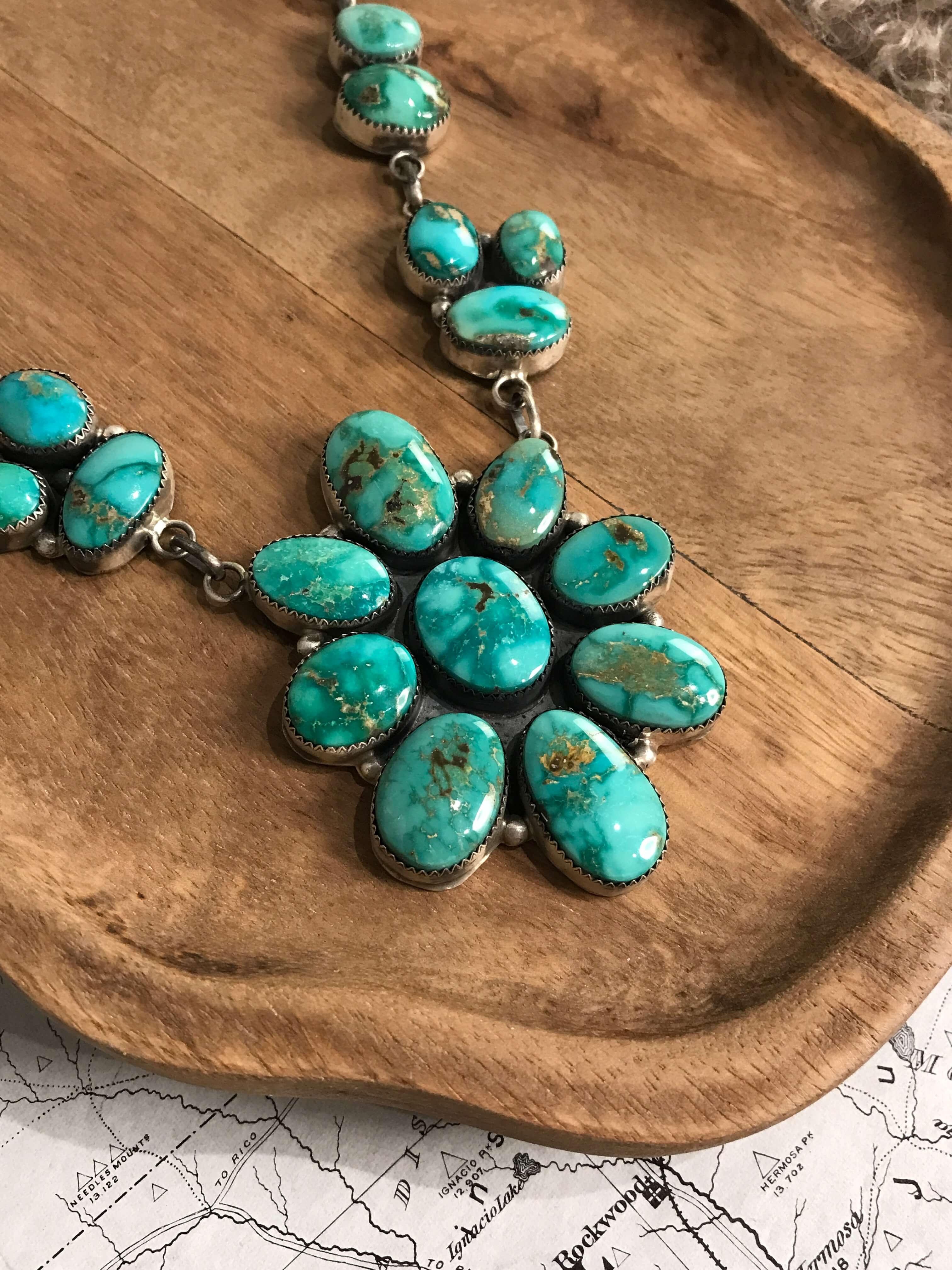 The Oakhaven Turquoise Statement Necklace Set-Necklaces-Calli Co., Turquoise and Silver Jewelry, Native American Handmade, Zuni Tribe, Navajo Tribe, Brock Texas
