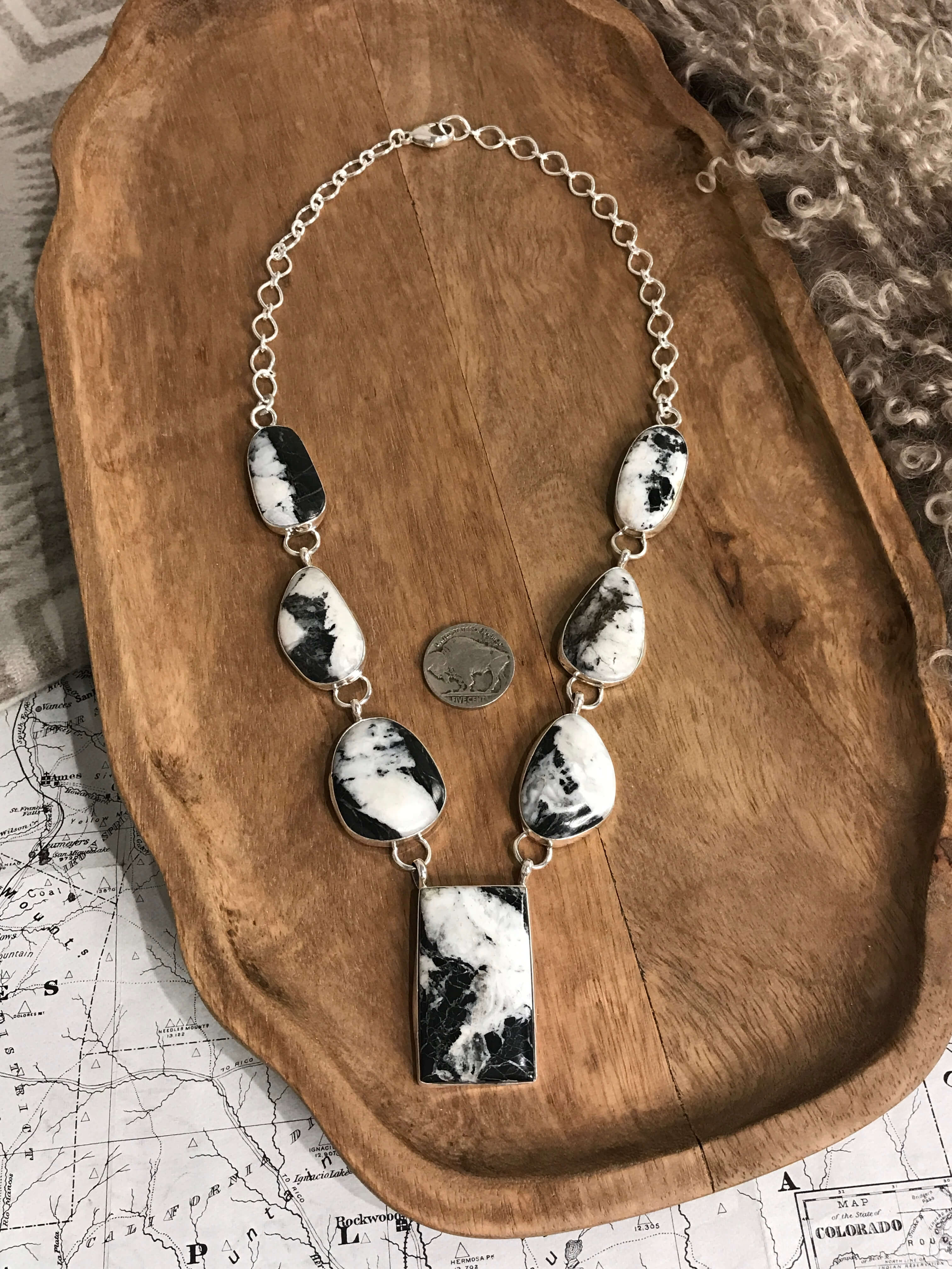 The Silverbrook Turquoise Statement Necklace Set-Necklaces-Calli Co., Turquoise and Silver Jewelry, Native American Handmade, Zuni Tribe, Navajo Tribe, Brock Texas