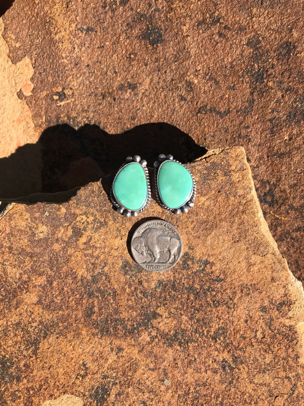 The Turquoise Studs, 10-Earrings-Calli Co., Turquoise and Silver Jewelry, Native American Handmade, Zuni Tribe, Navajo Tribe, Brock Texas