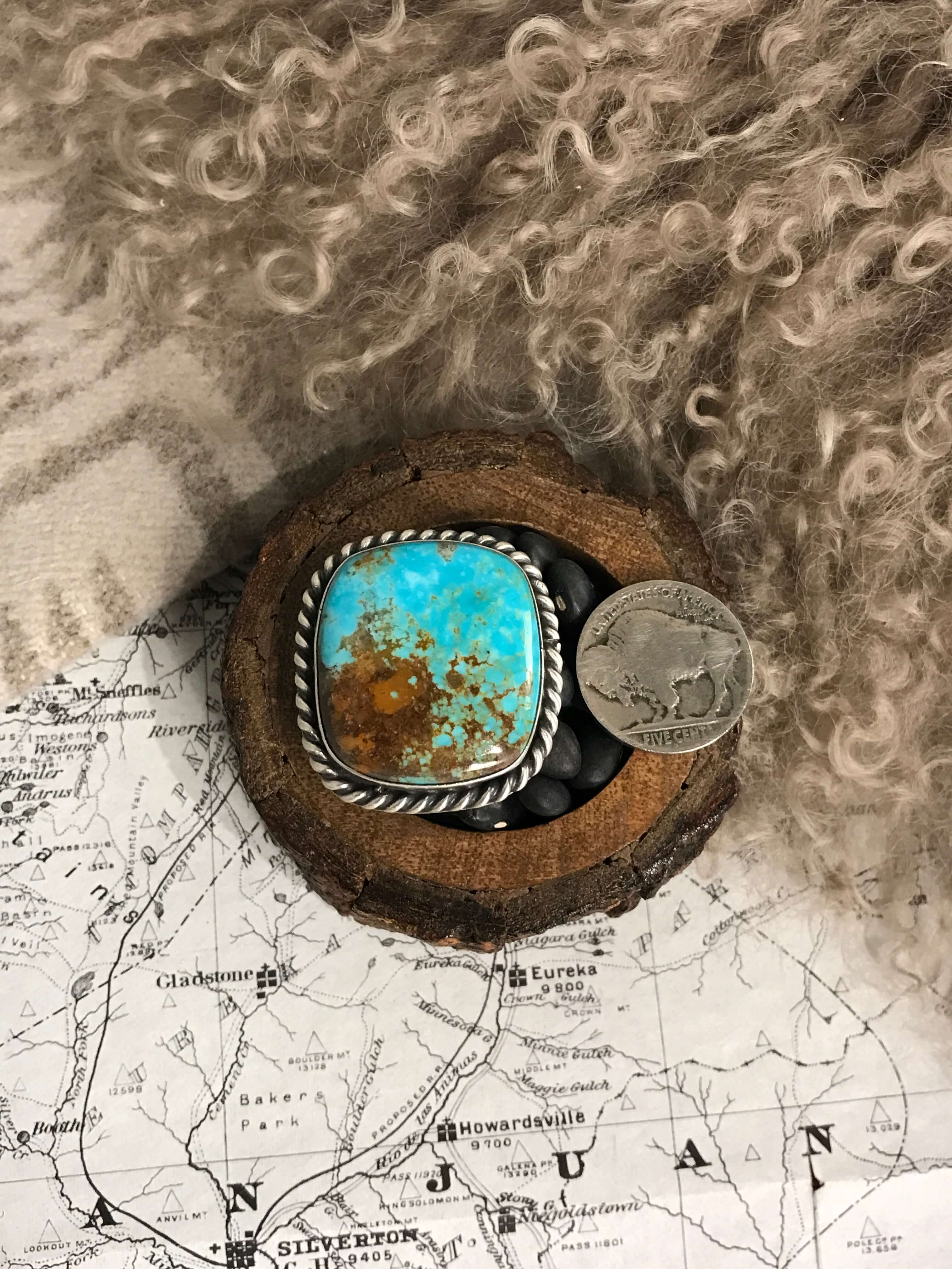 The Riverfall Adjustable Turquoise Ring, 2-Rings-Calli Co., Turquoise and Silver Jewelry, Native American Handmade, Zuni Tribe, Navajo Tribe, Brock Texas