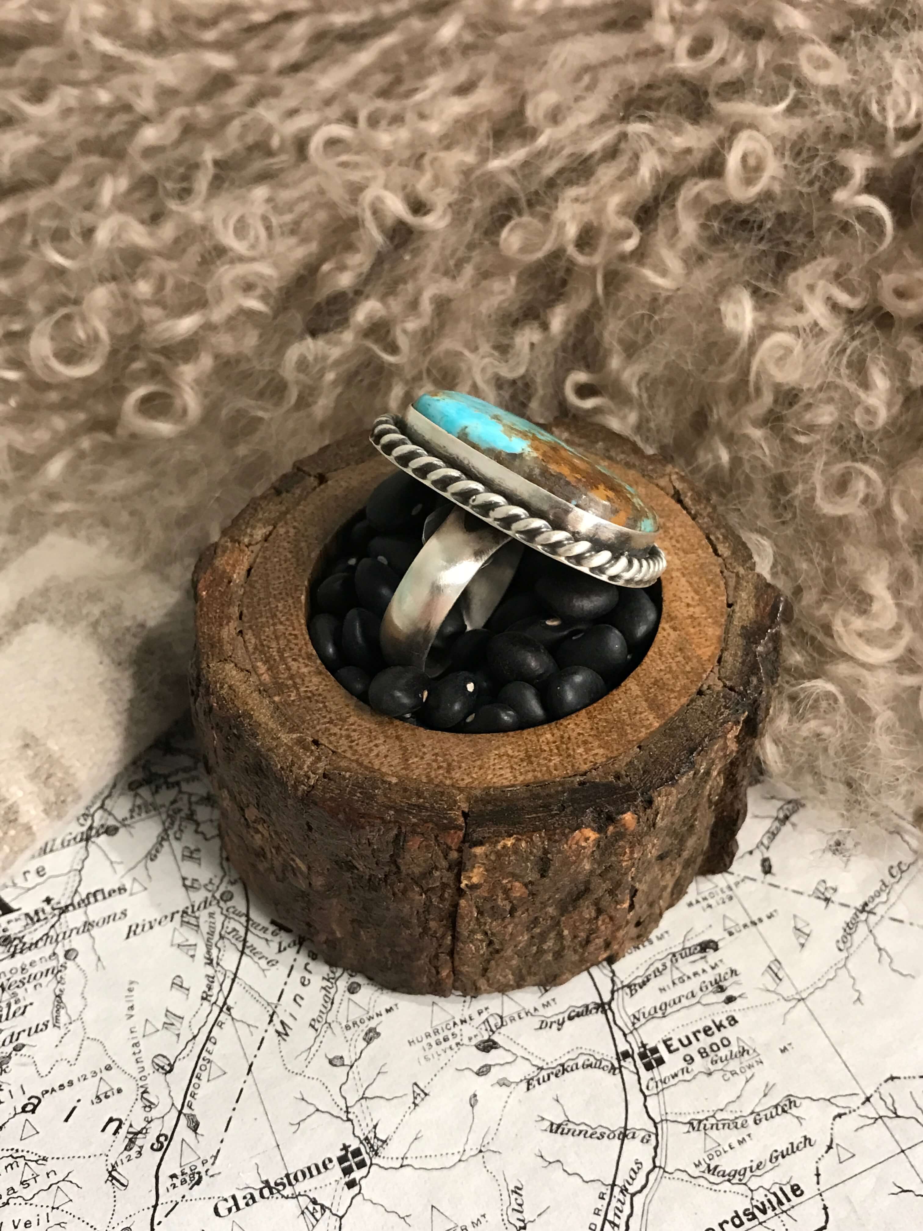The Riverfall Adjustable Turquoise Ring, 2-Rings-Calli Co., Turquoise and Silver Jewelry, Native American Handmade, Zuni Tribe, Navajo Tribe, Brock Texas